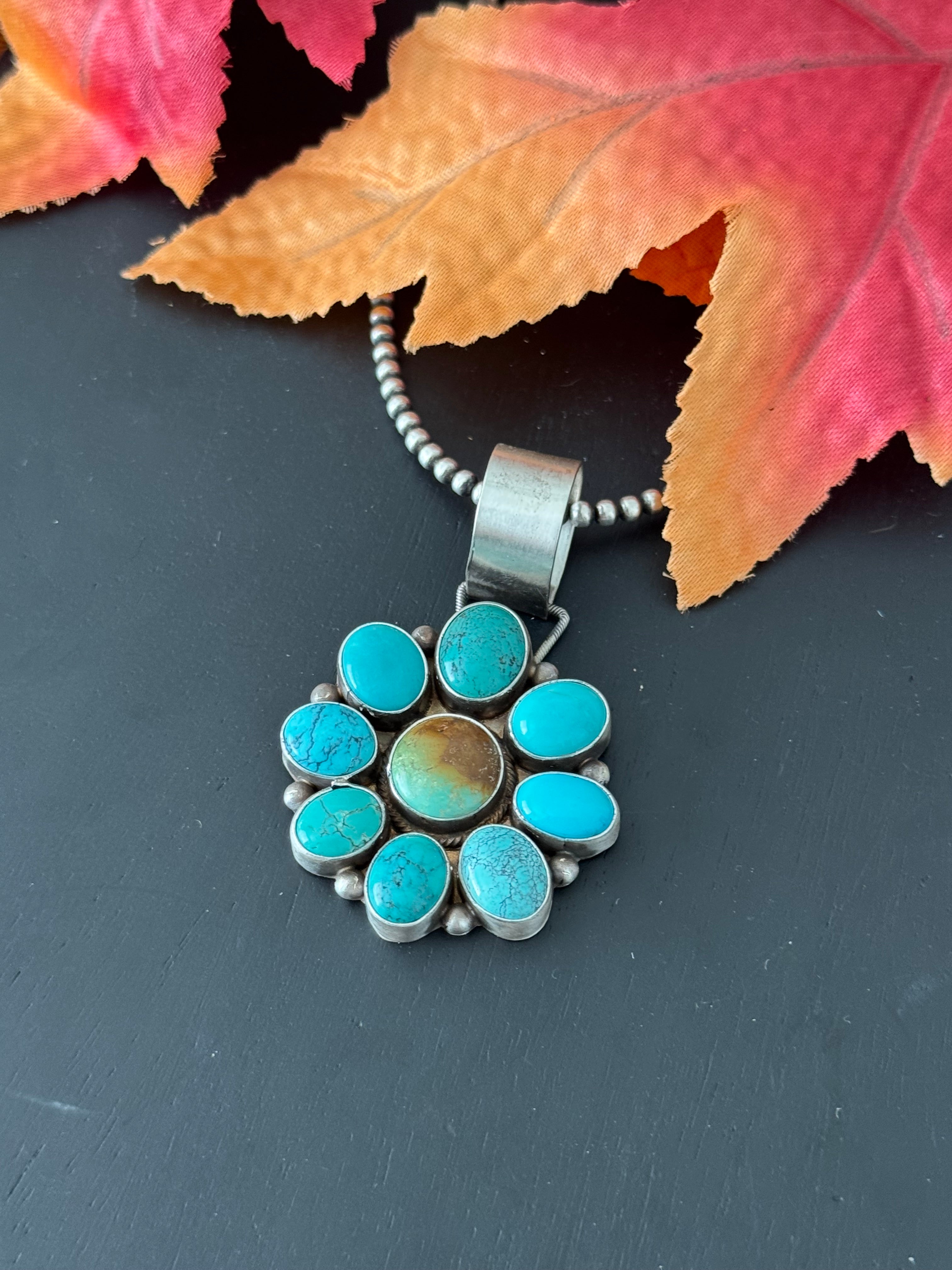 Timothy Yazzie Mixed Turquoise & Sterling Silver Pendant