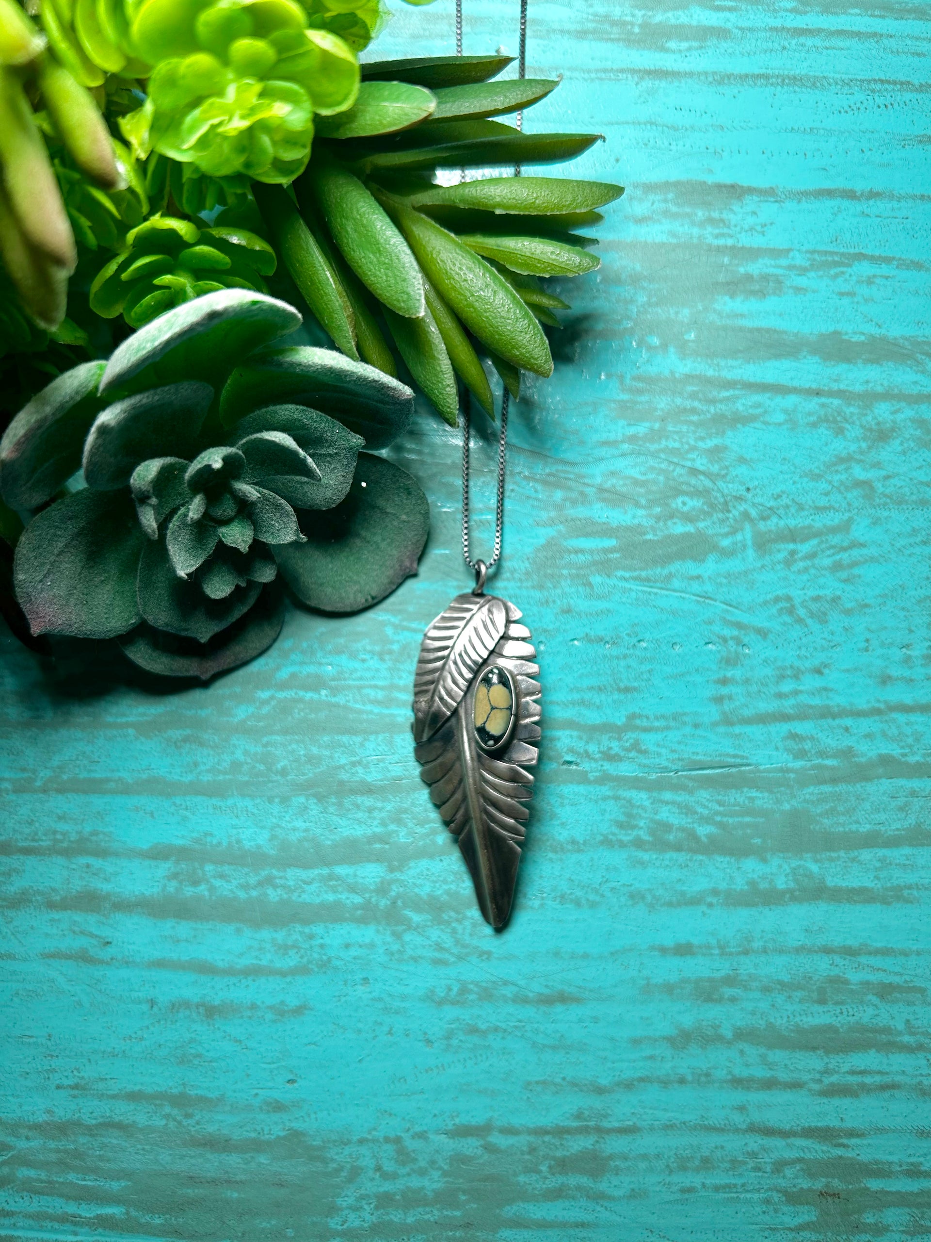 Navajo Made New Lander Variscite & Sterling Silver Necklace