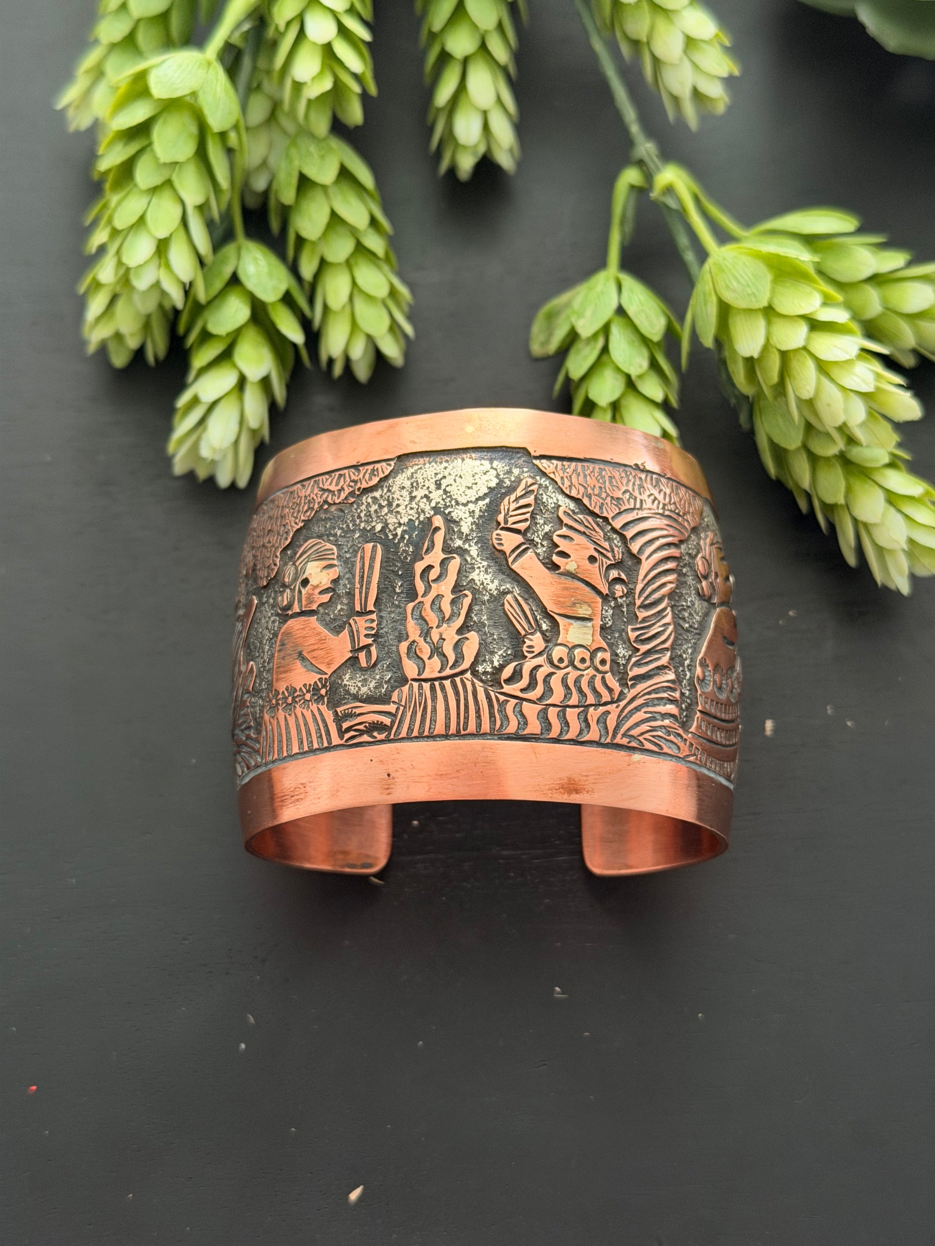 Elaine Becenti Copper Story Teller Cuff Bracelet
