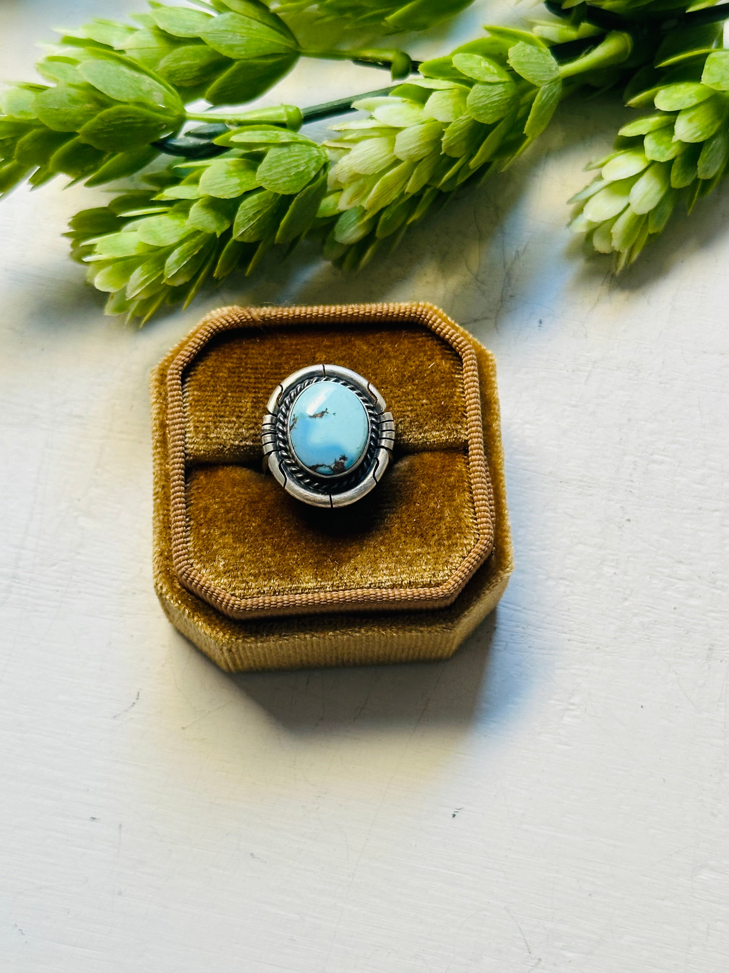 Navajo Made Golden Hills Turquoise & Sterling Silver Ring