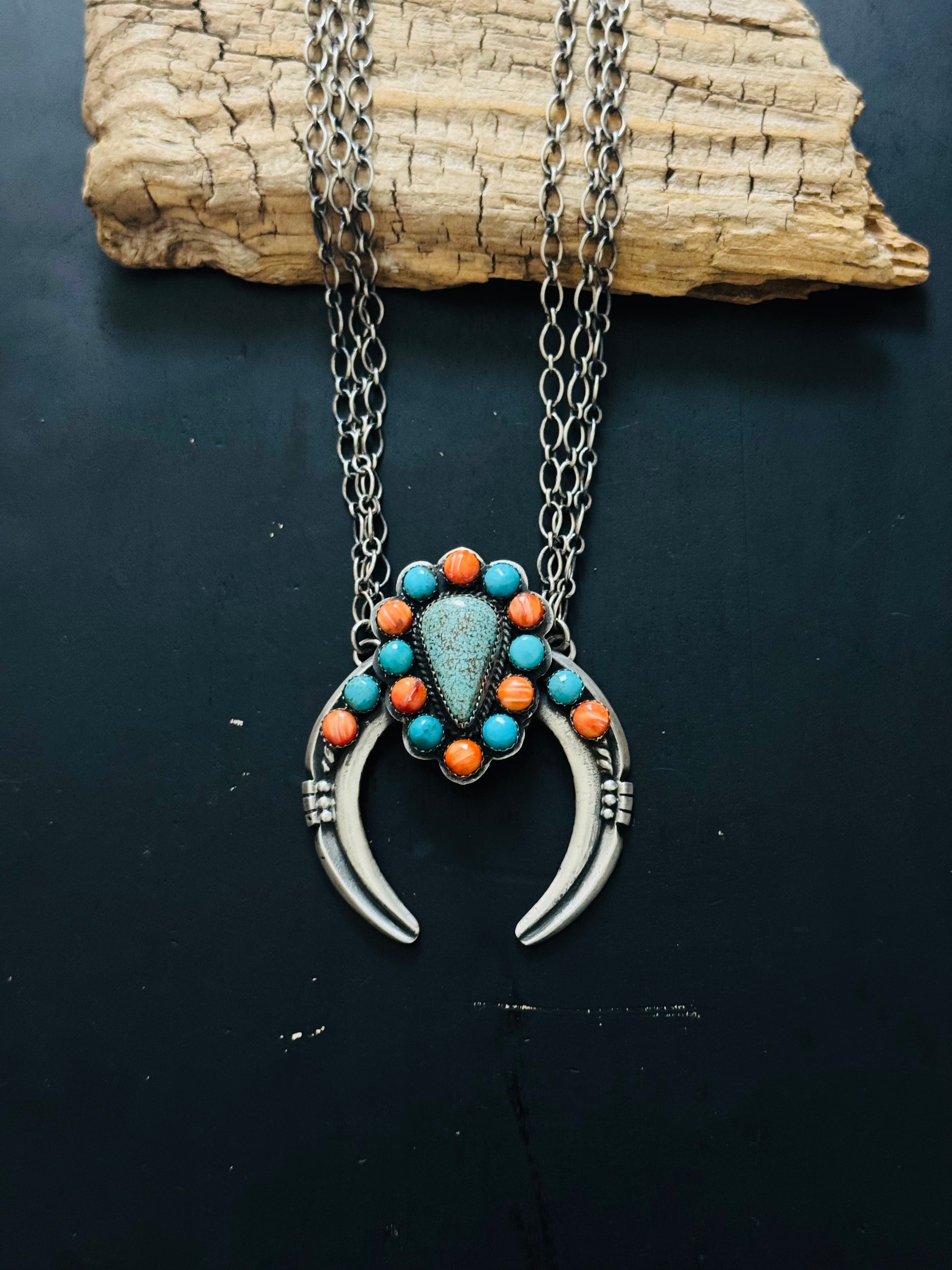 Robert Kelly Multi Stone & Sterling Silver Naja Cluster Necklace