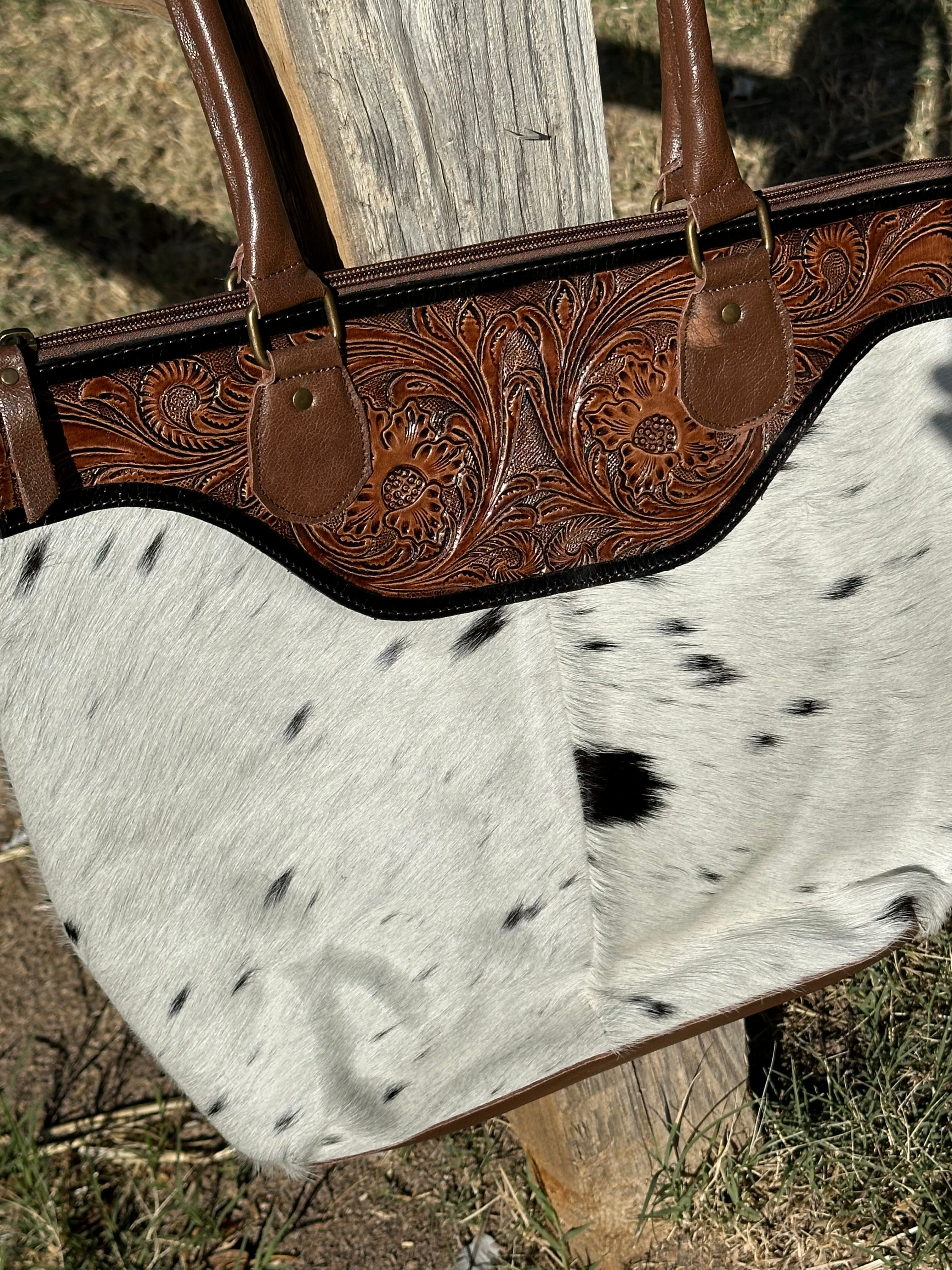 Genuine Tooled Leather Cowhide Purse