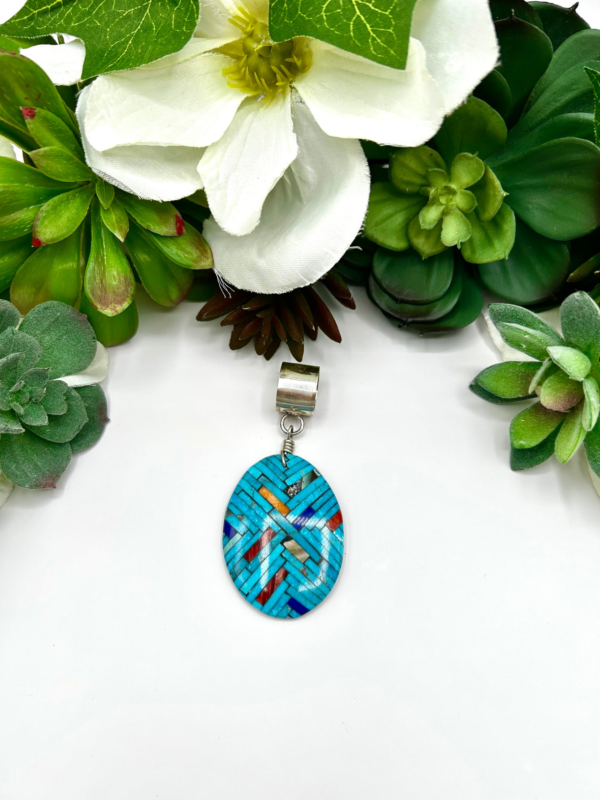 Joe Reano Multi Stone & Sterling Silver Pendant