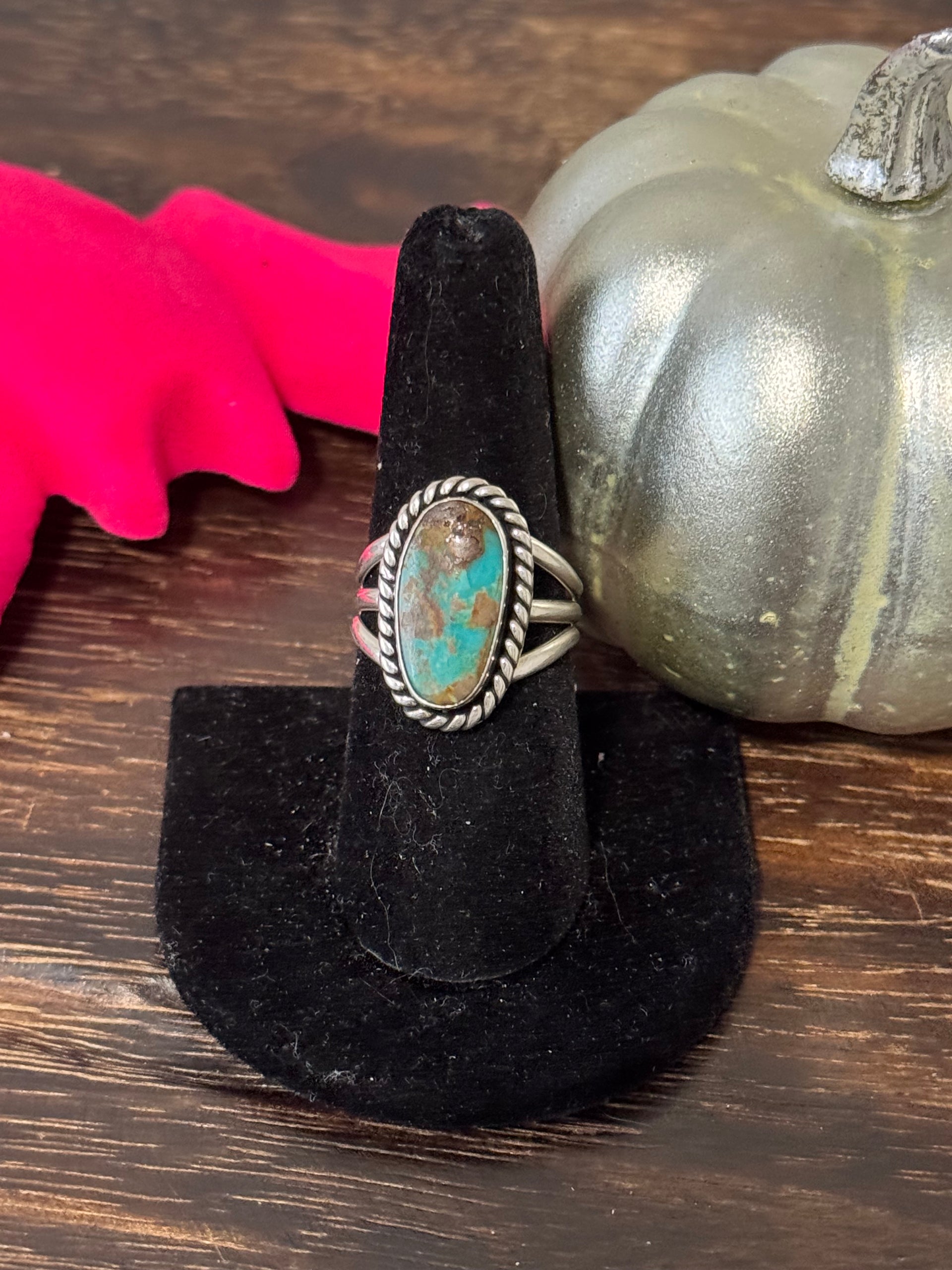 Navajo Made Royston Turquoise and Sterling Silver Ring Size 8.5