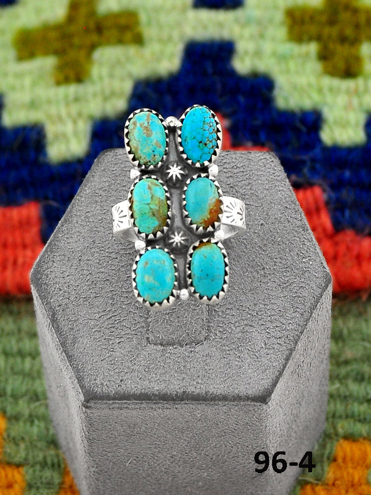 Southwest Handmade #8 Turquoise & Sterling Silver Adjustable Ring