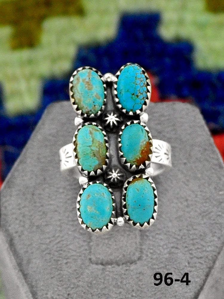 Southwest Handmade #8 Turquoise & Sterling Silver Adjustable Ring