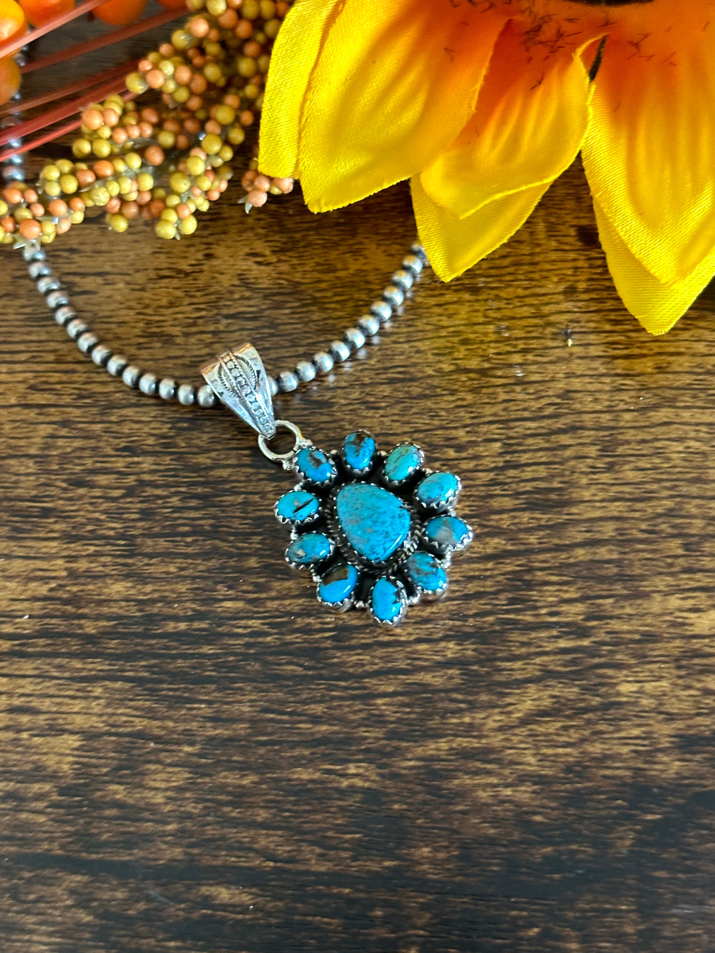 Southwest Handmade Kingman Turquoise & Sterling Silver Pendant