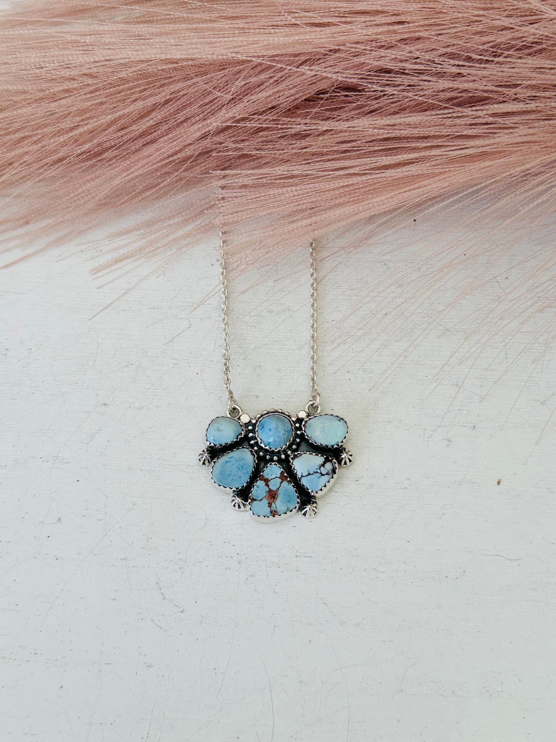 Southwest Handmade Golden Hills Turquoise & Sterling Silver Necklace