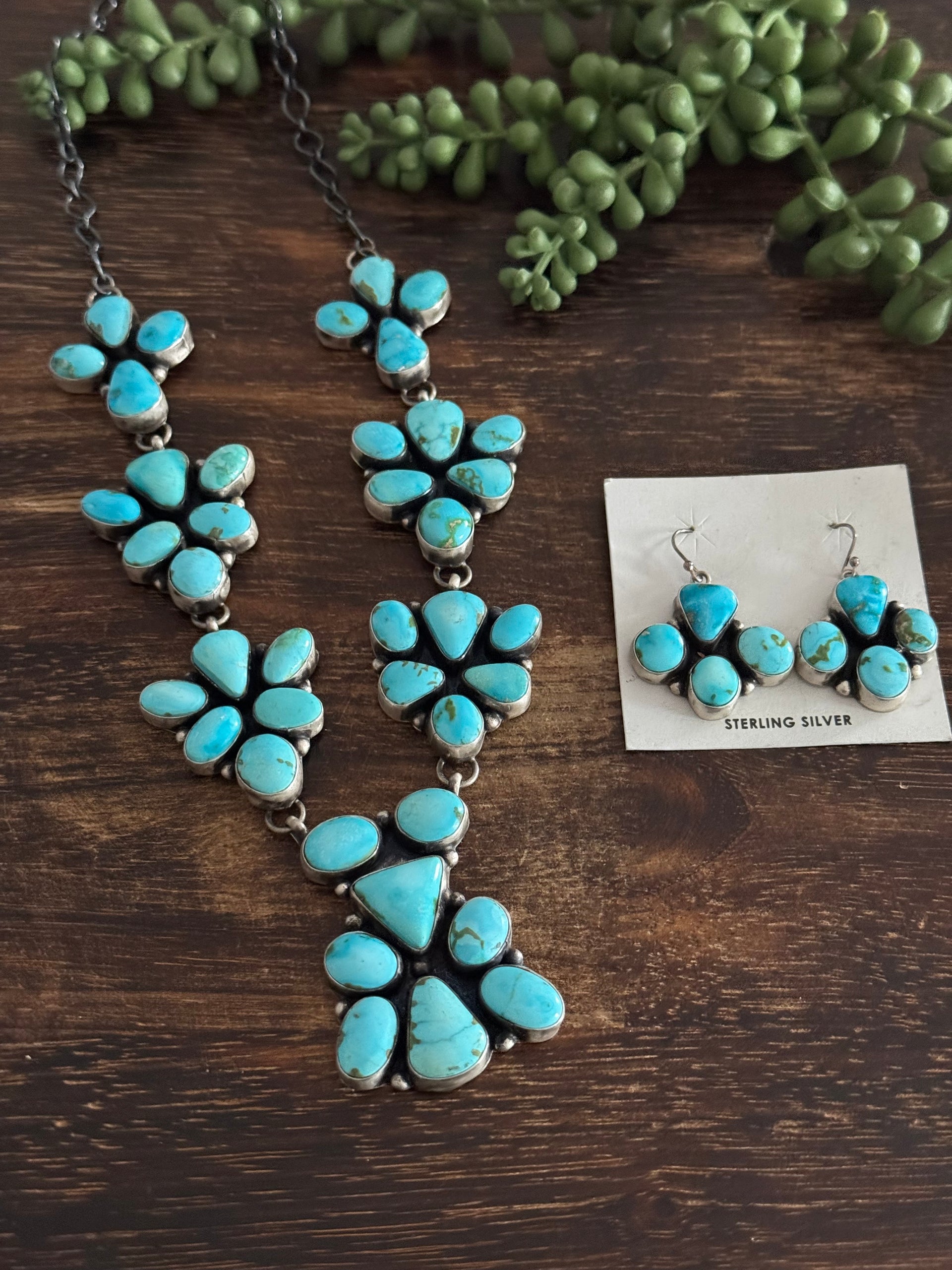 Ella Peters Sonoran Mountain Turquoise & Sterling Silver Cluster Necklace Set