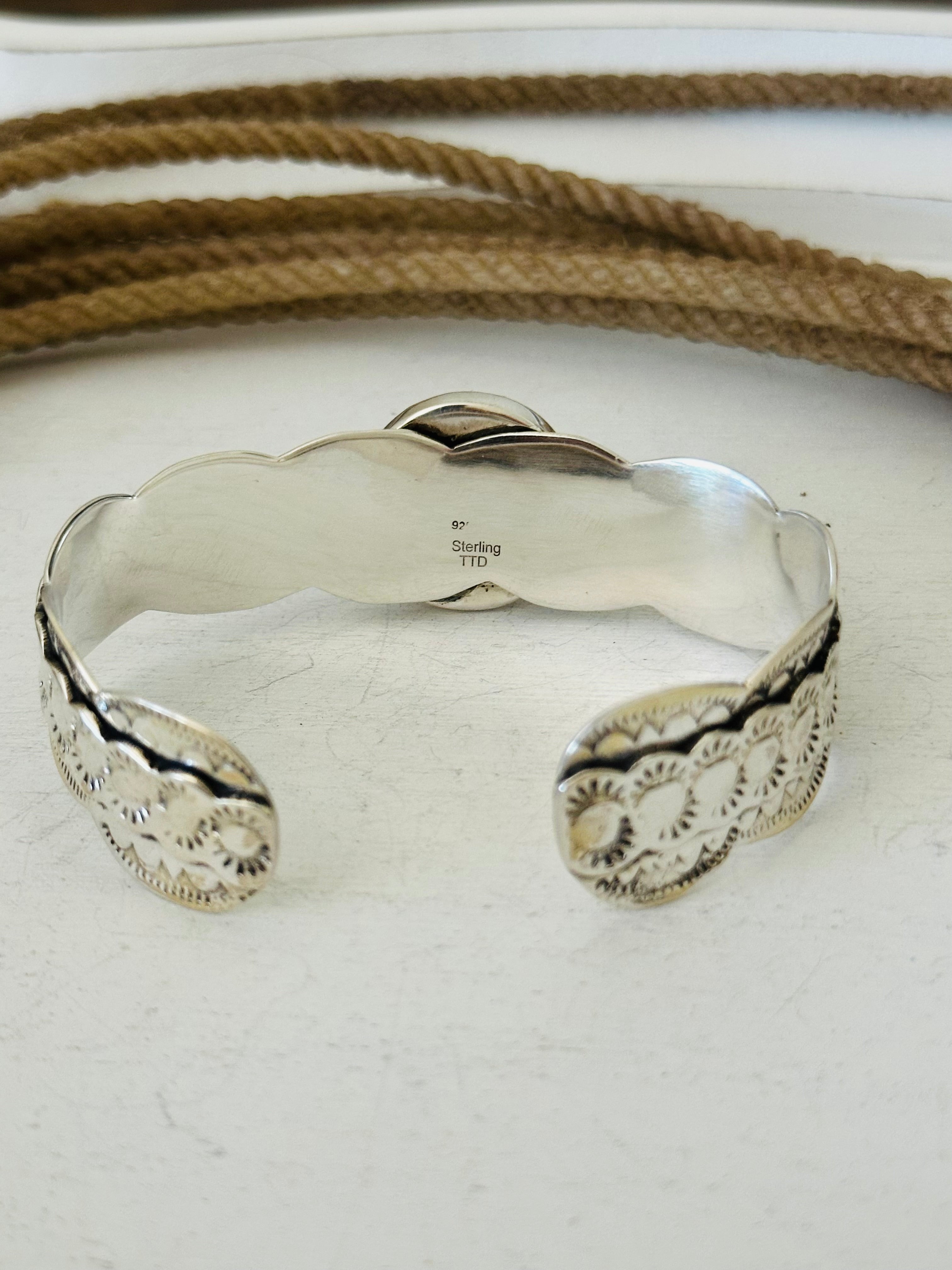 Southwest Made White Buffalo & Sterling Silver Cuff Bracelet