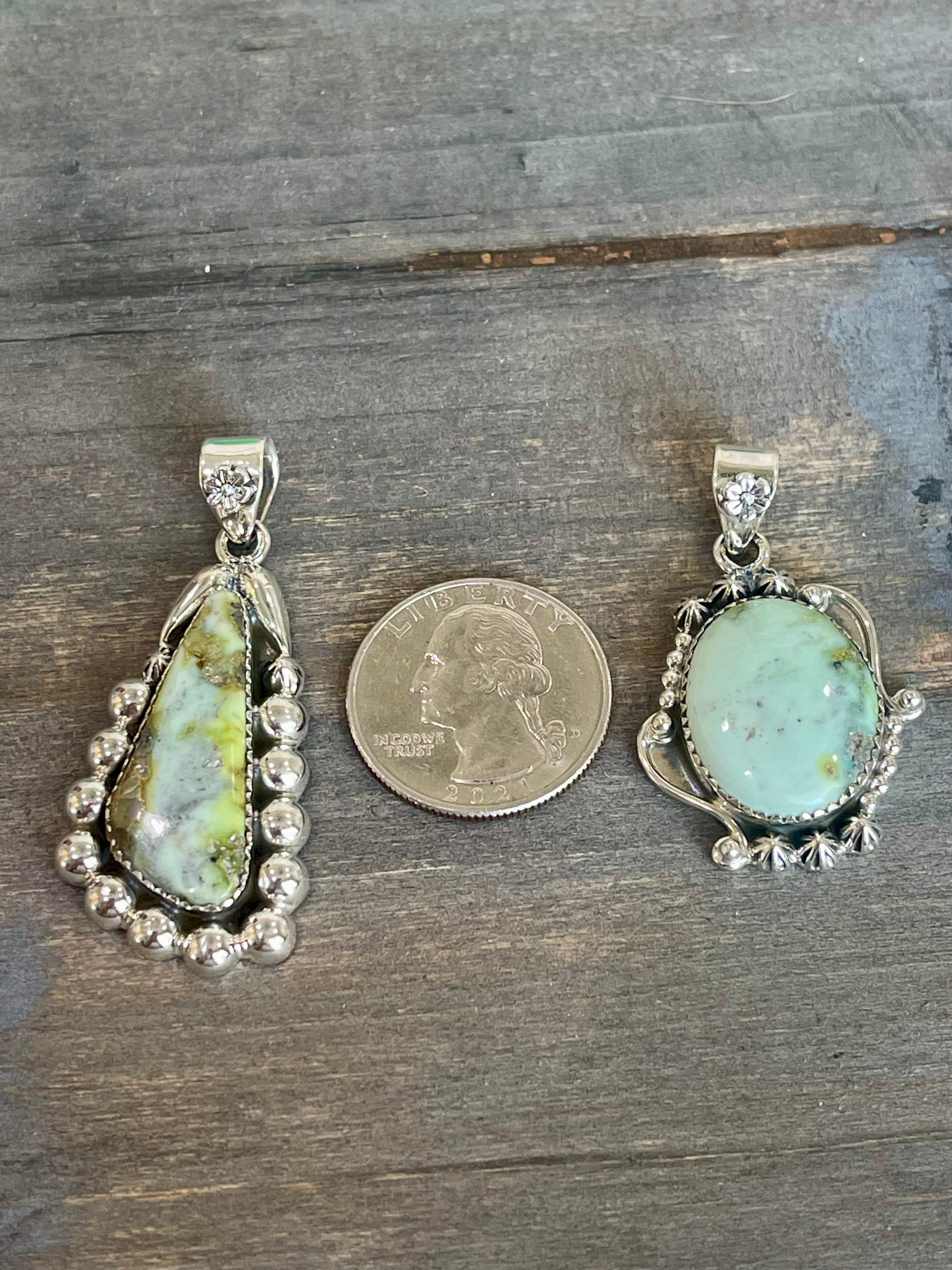 Southwest Palomino Variscite & Sterling Silver Pendant