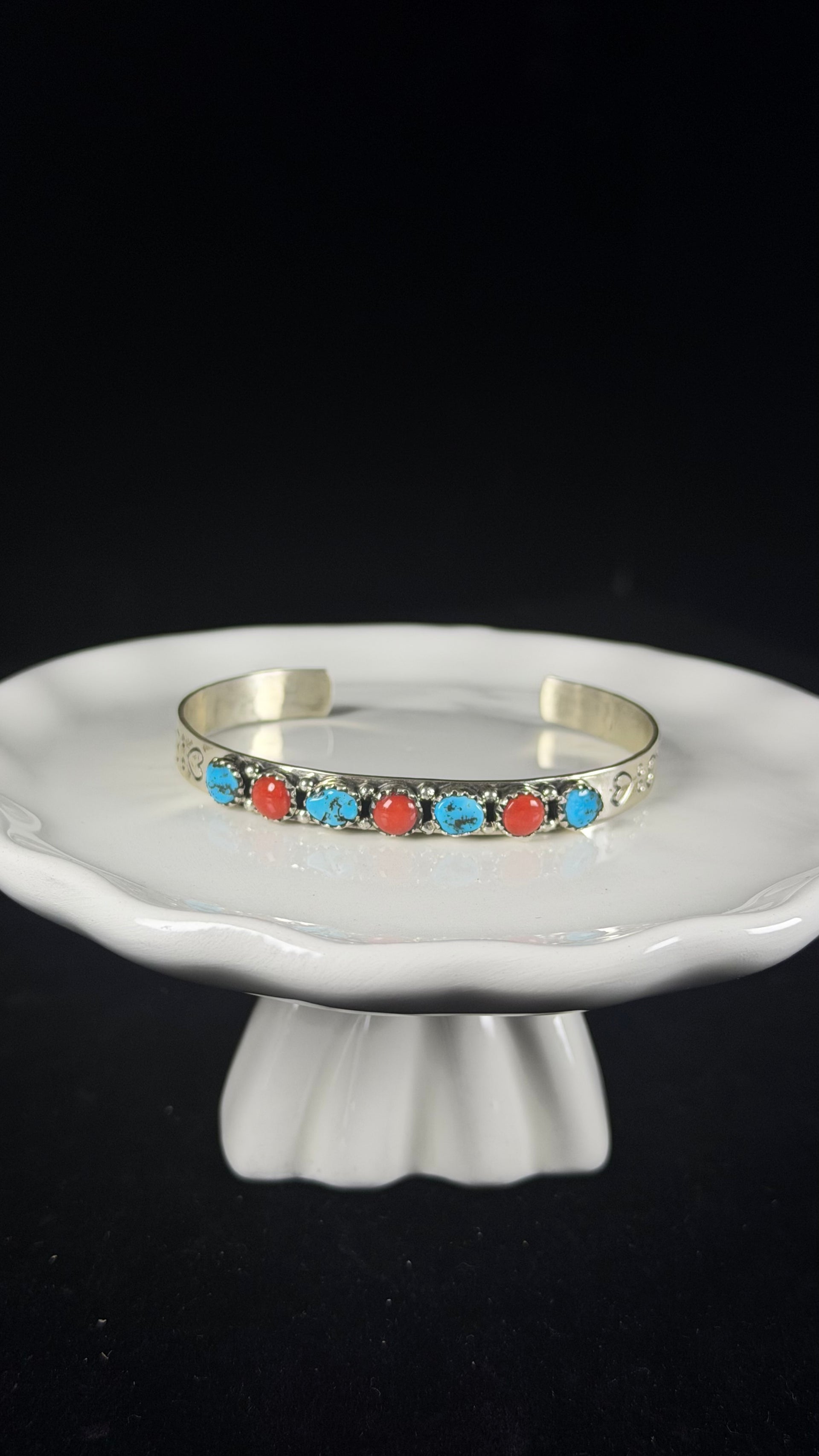 Navajo Made Multi Stone & Sterling Silver Cuff Bracelet