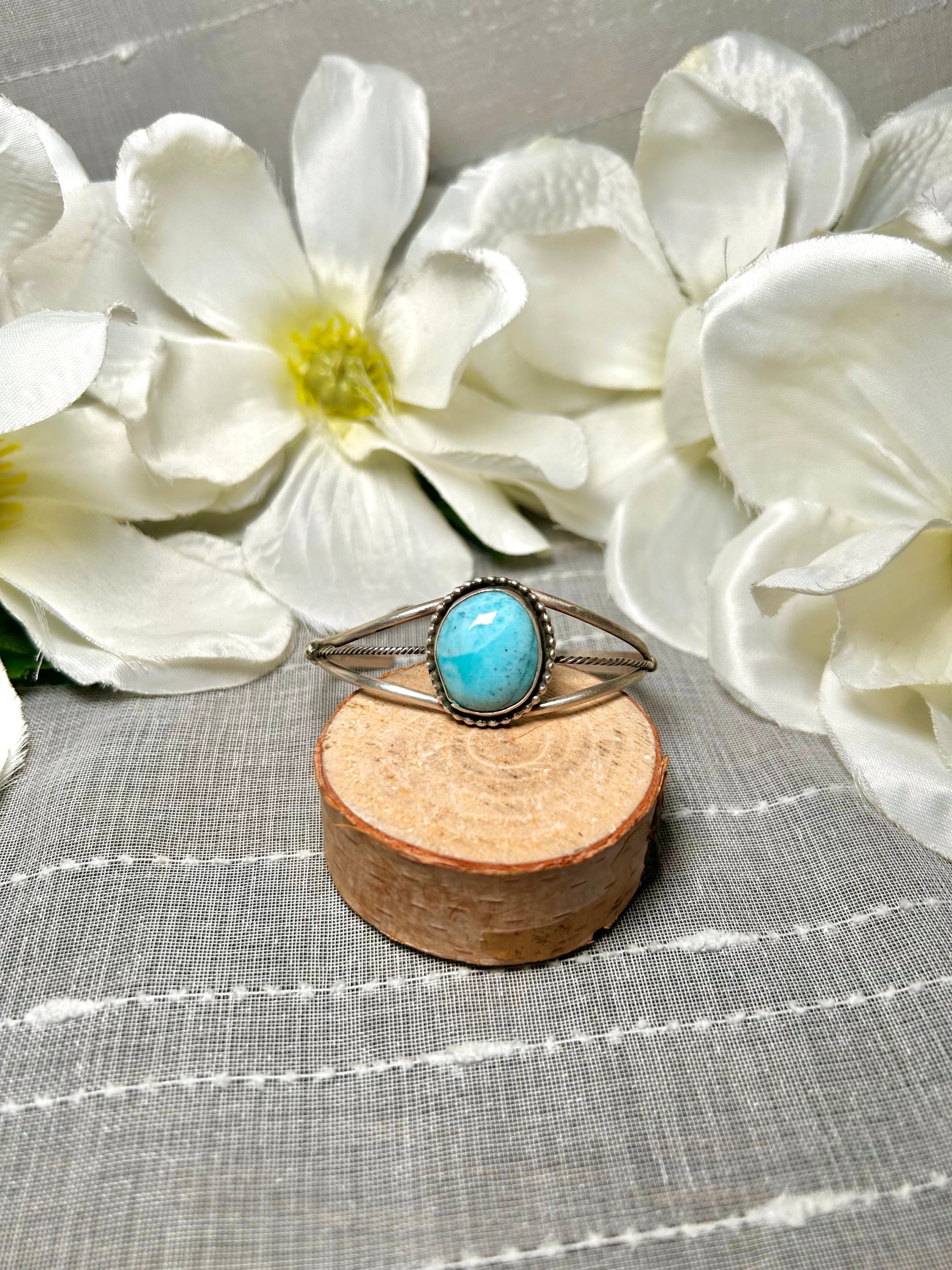 Navajo Made Kingman Turquoise & Sterling Silver Cuff Bracelet