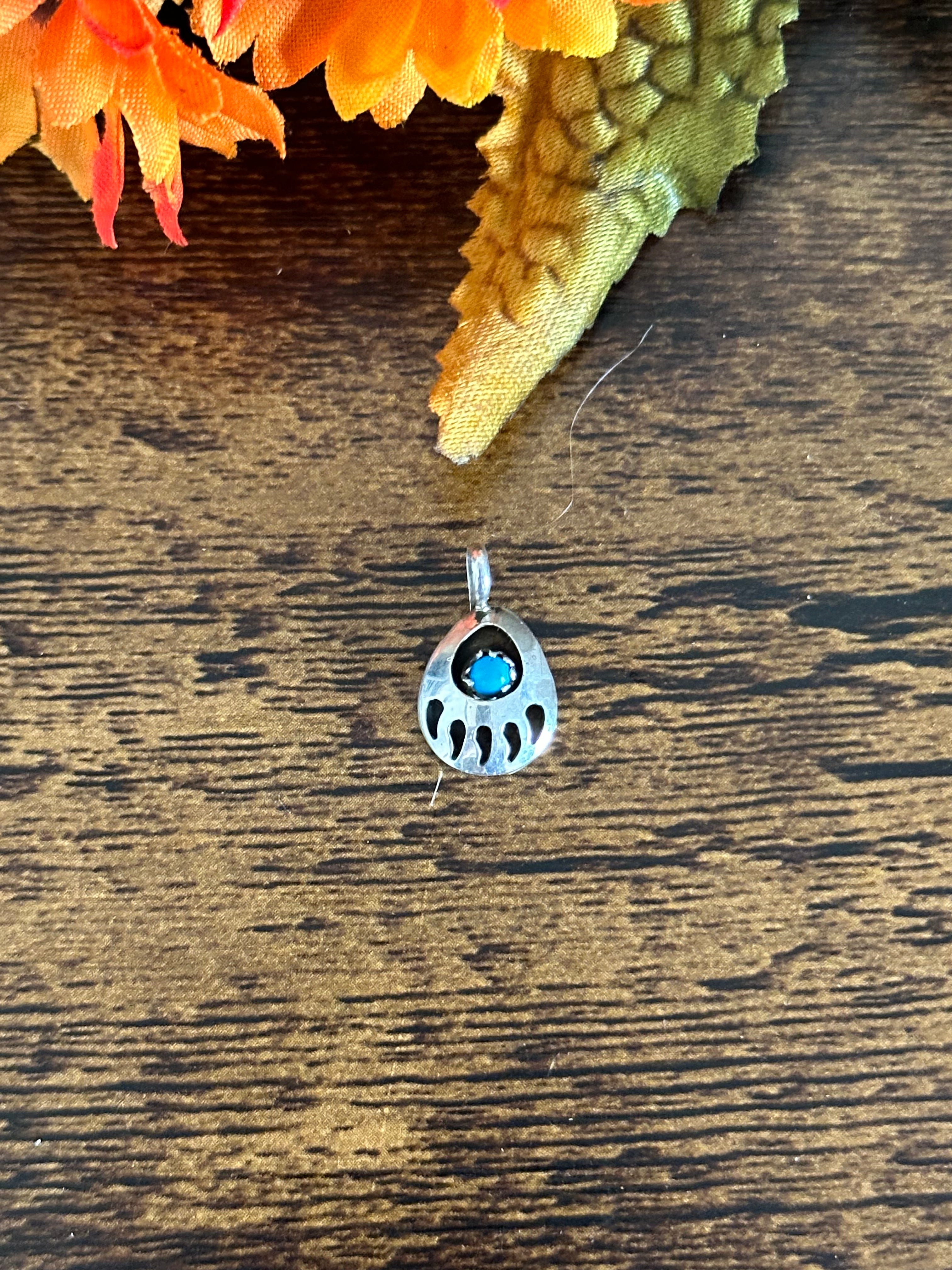 Navajo Made Sterling Silver Bear Claw Pendant