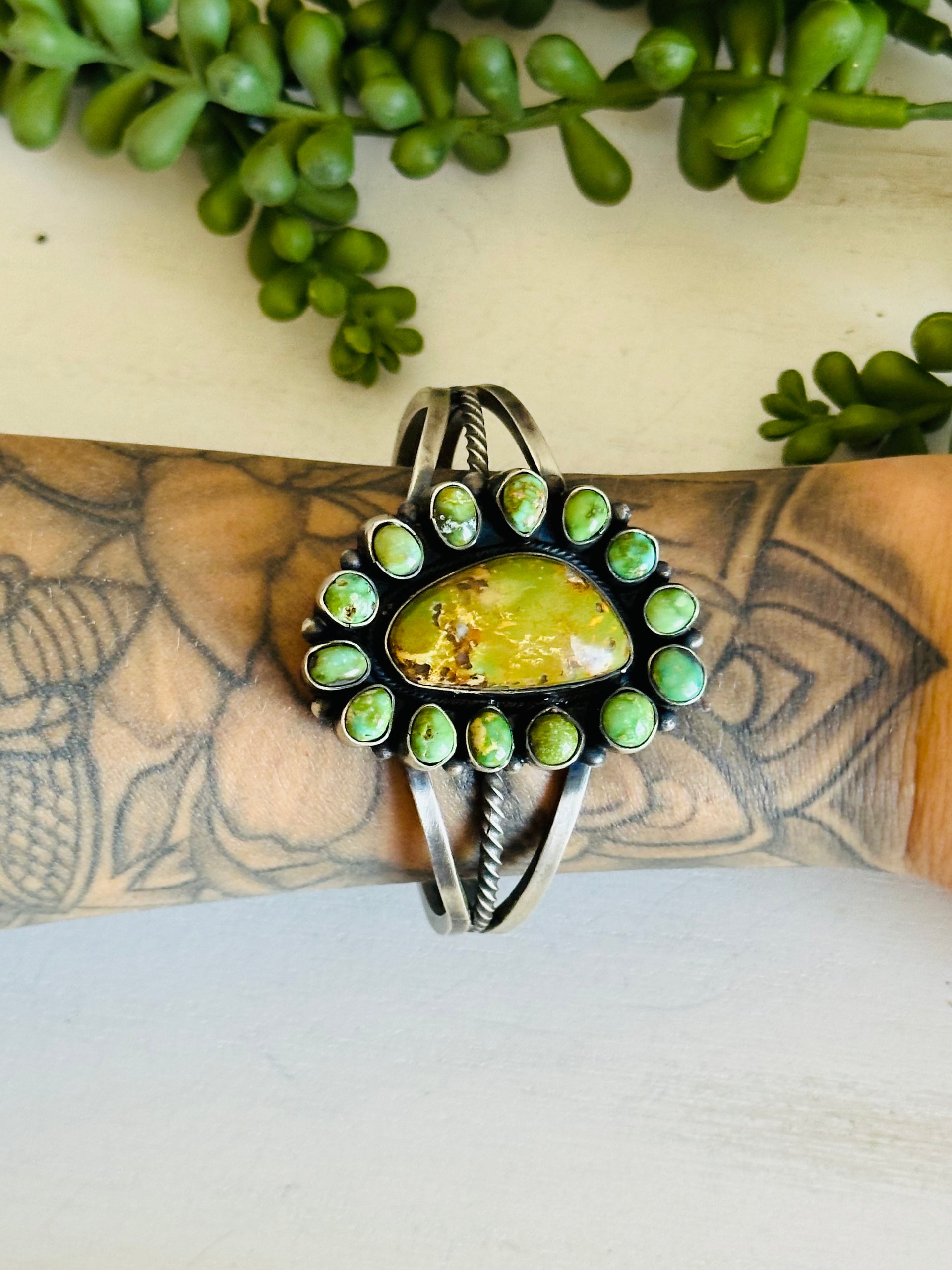 Shelia Becenti Multi Turquoise & Sterling Silver Cuff Bracelet