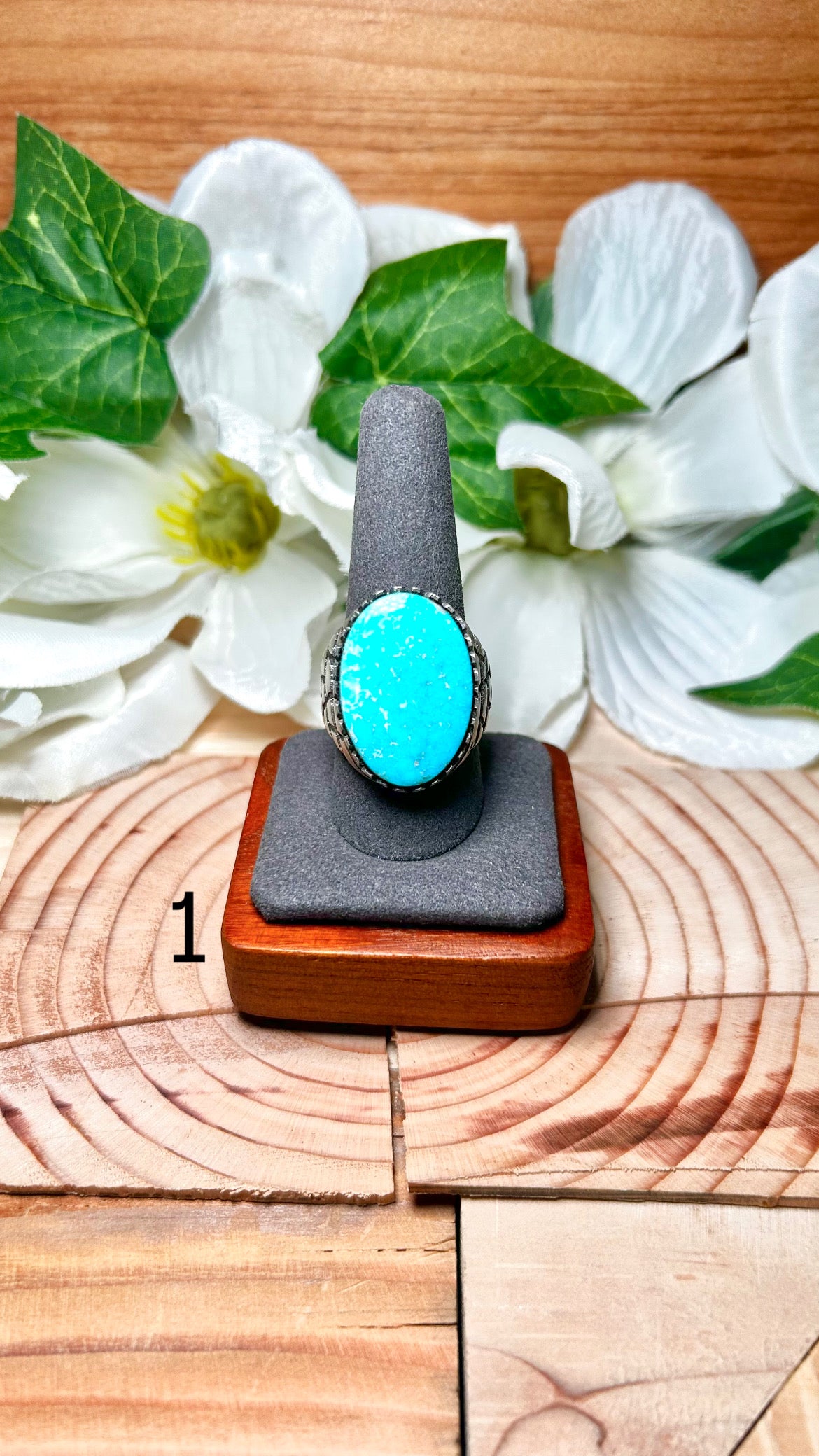 Navajo Made Blue Ridge Turquoise & Sterling Silver Ring