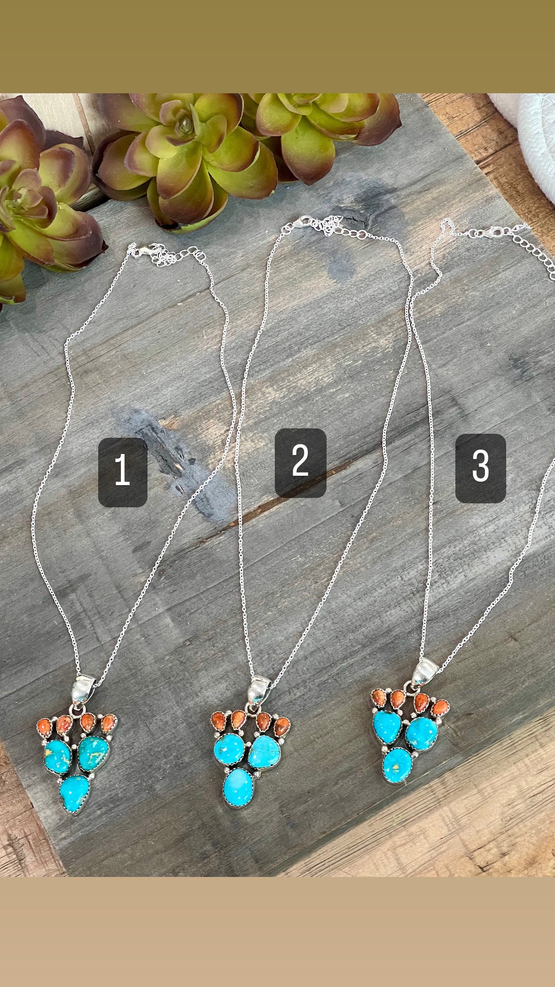 Southwest Handmade Sonoran Mountain Turquoise & Sterling Silver Prickly Pear Necklace