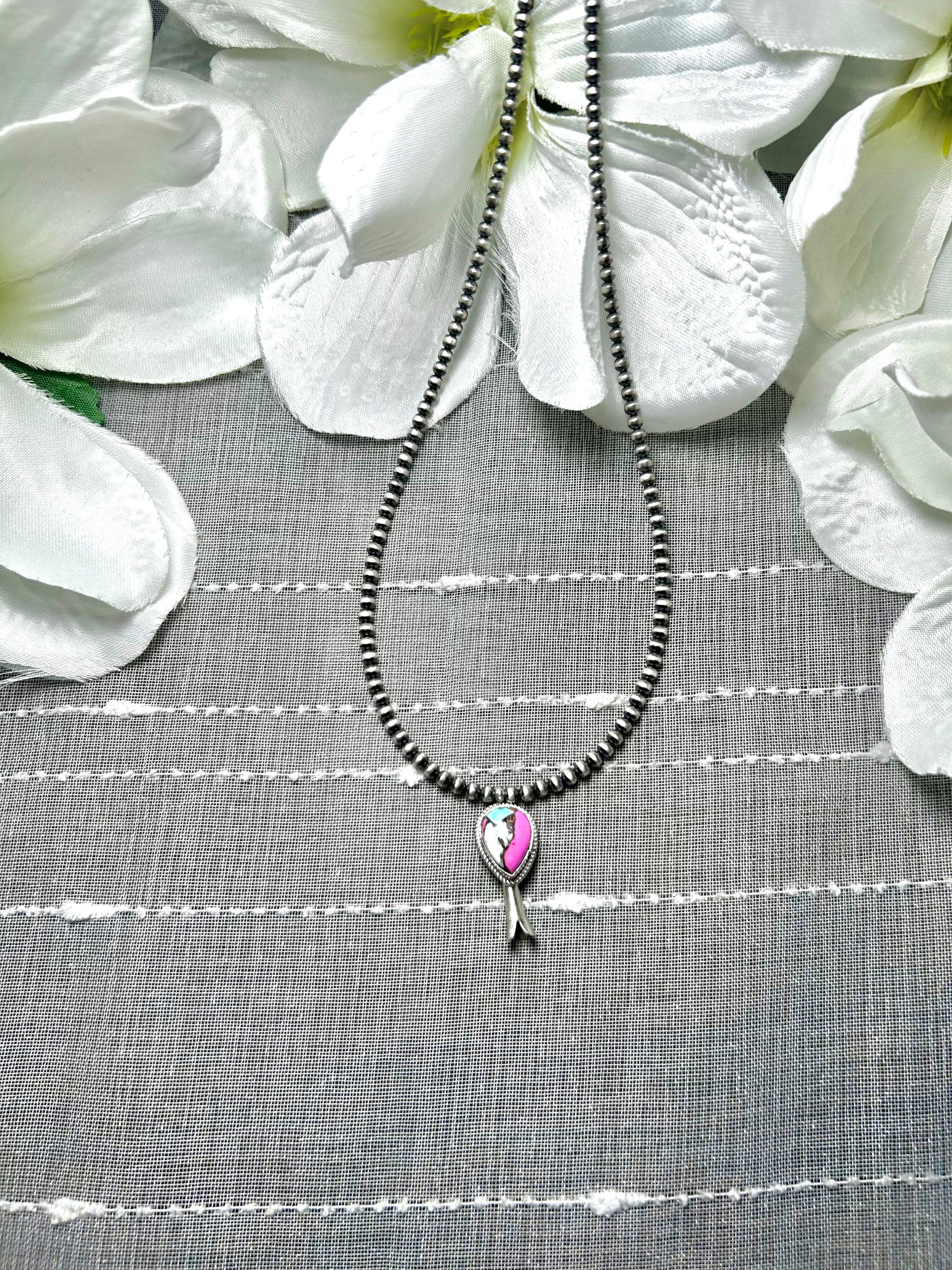 George Rios Cotton Candy Dahlia & Sterling Silver Necklace