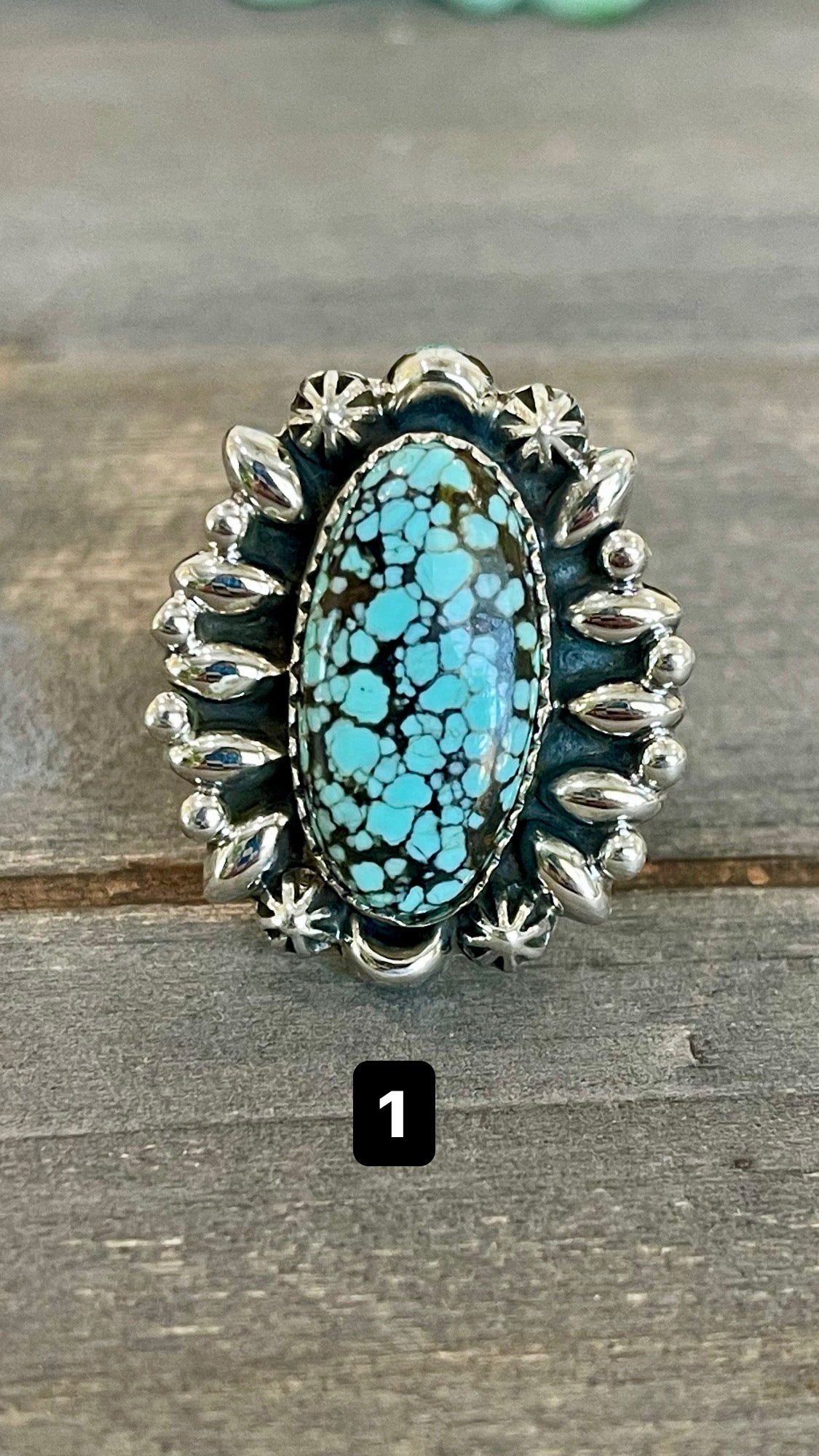 Southwest Handmade Number 8 Turquoise & Sterling Silver Adjustable Ring