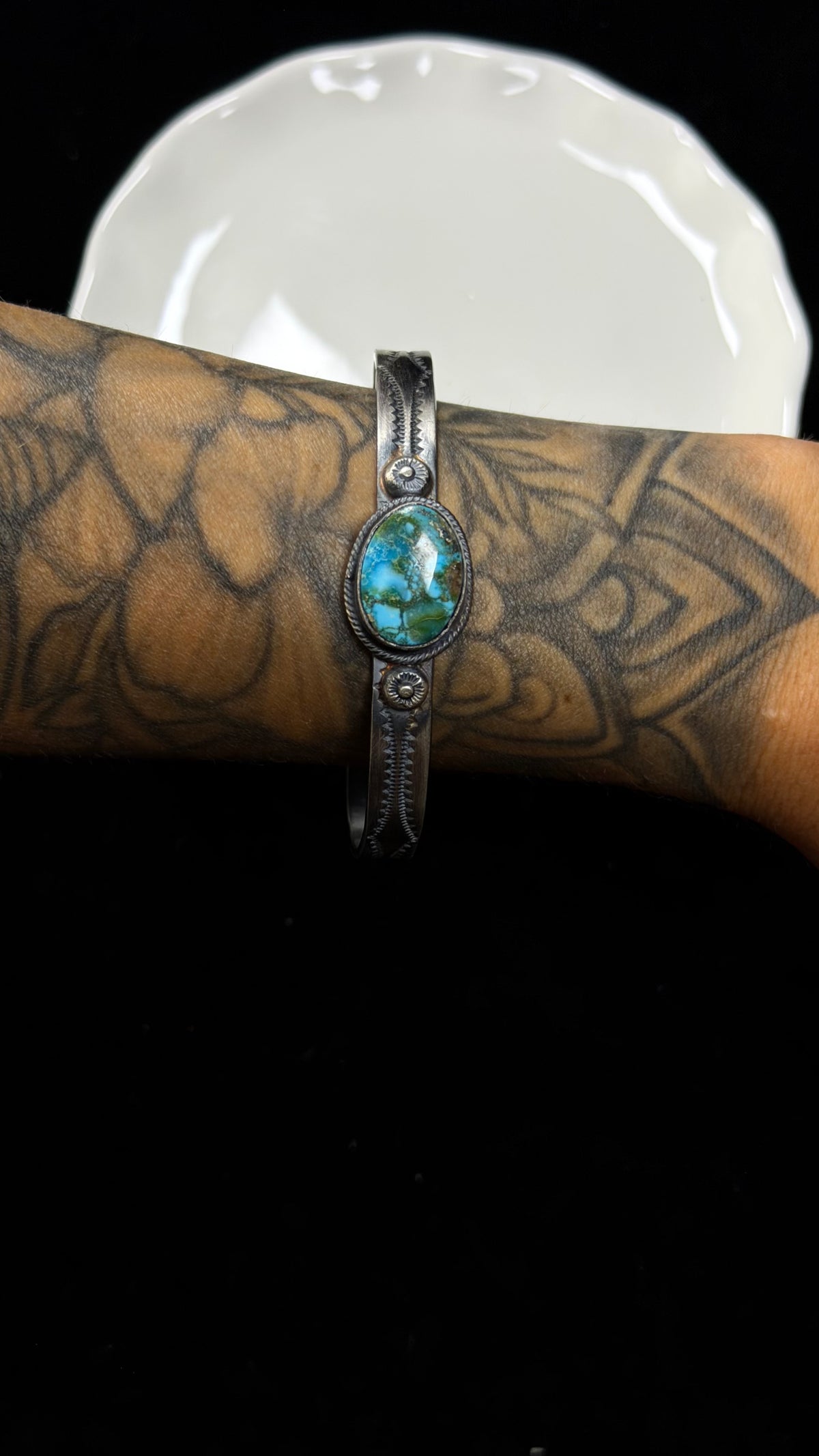 Tillie Jon Spider Web Kingman Turquoise & Sterling Silver Cuff Bracelet