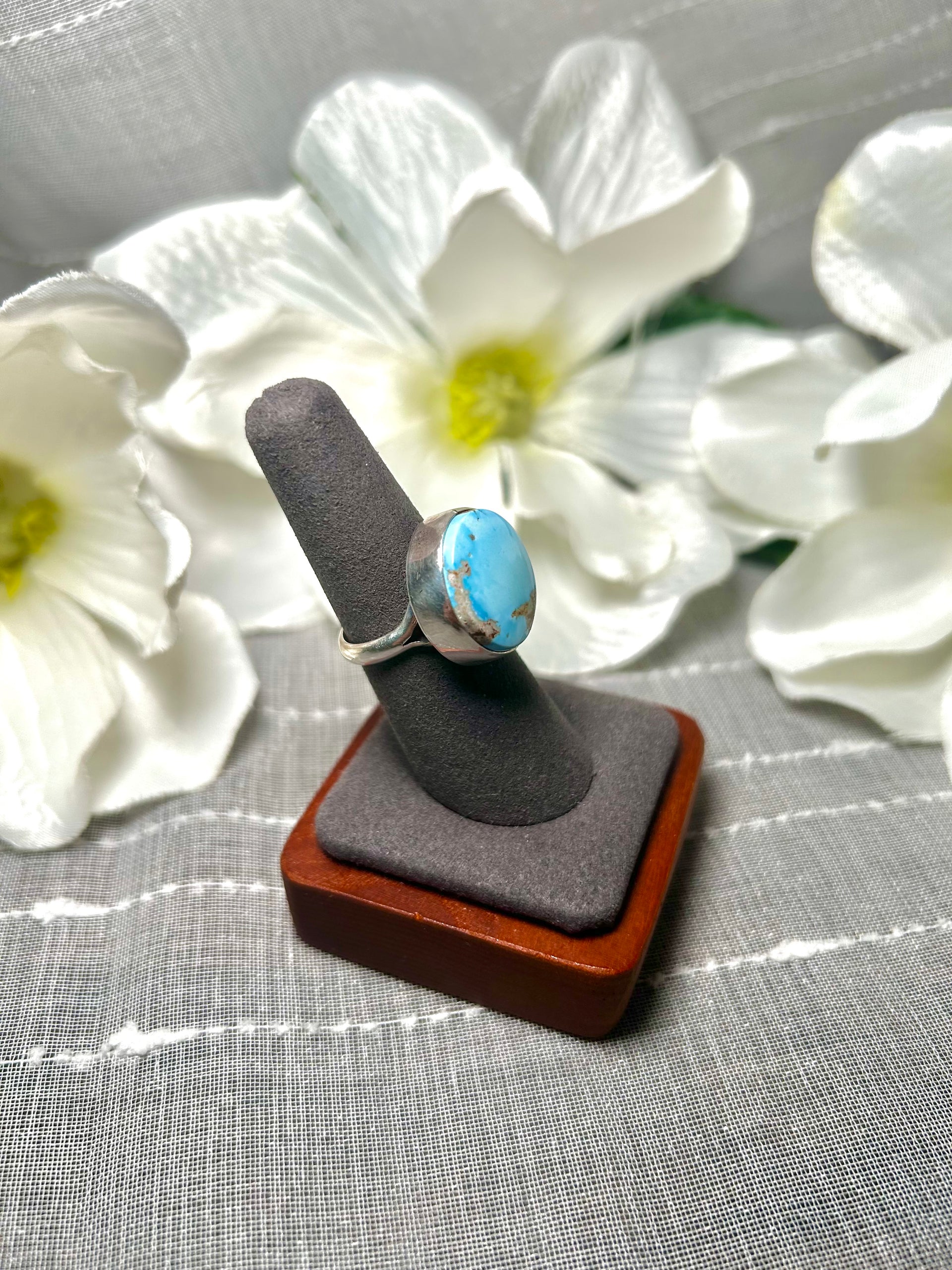 Carlos Francisco Golden Hill  Turquoise & Sterling Silver Ring Size 7