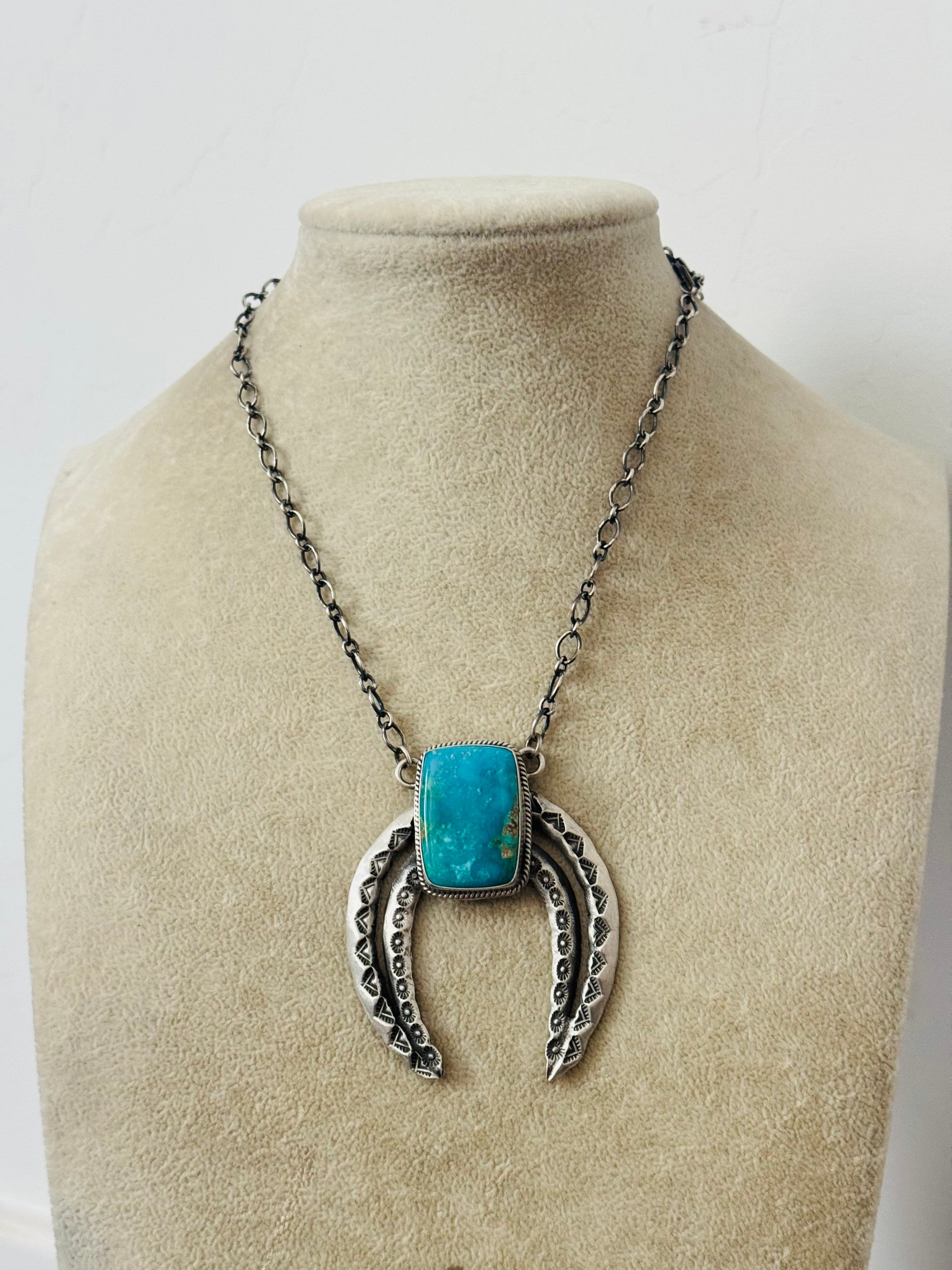 LeRoy James Royston Turquoise & Sterling Silver Naja Necklace