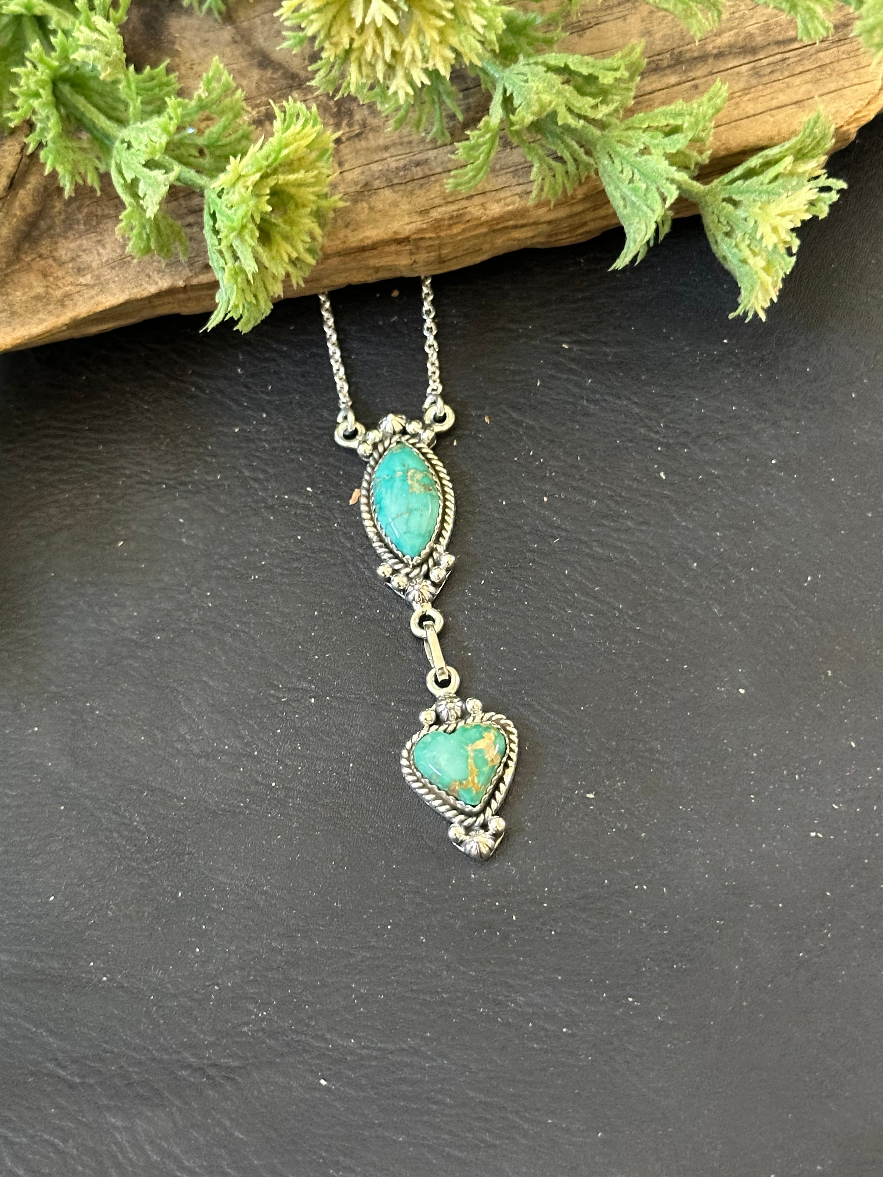 Southwest Handmade Emerald Valley Turquoise & Sterling Silver Necklace