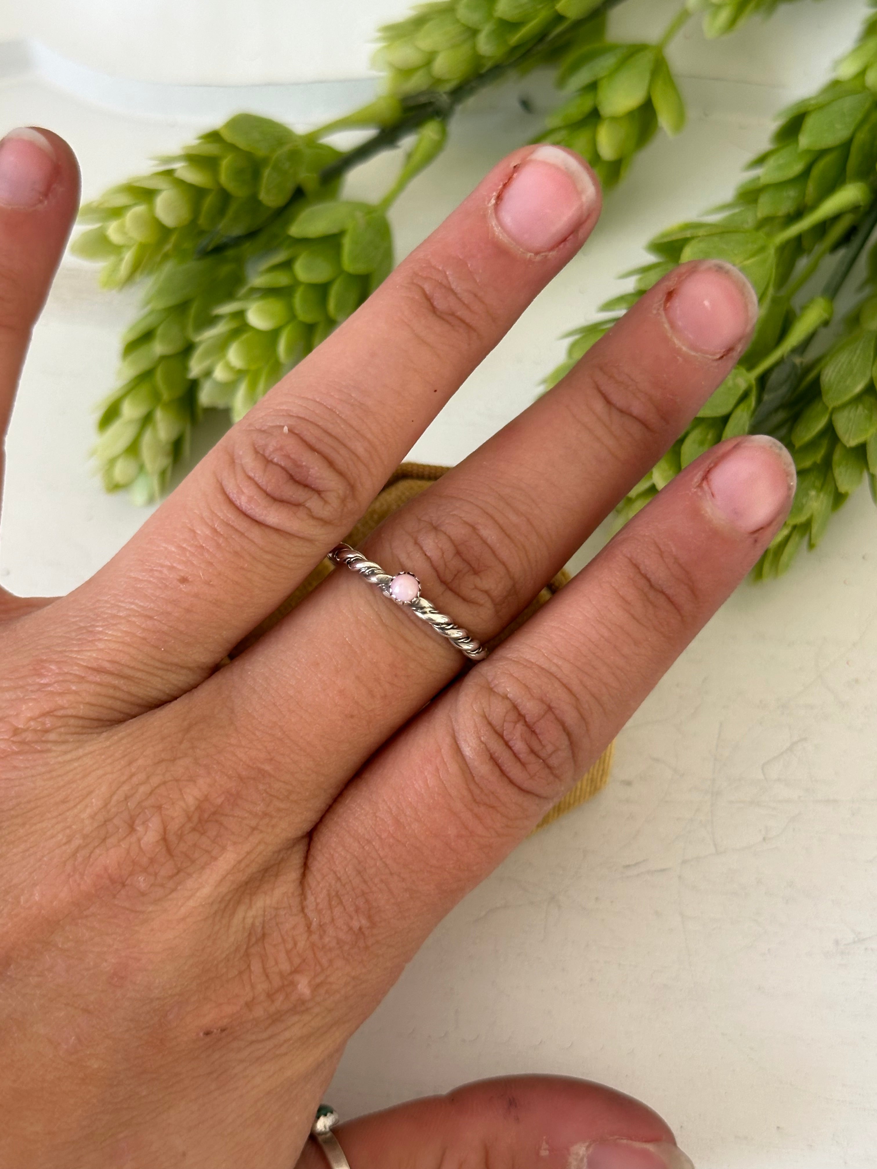 Navajo Made Pink Conch & Sterling Silver Ring