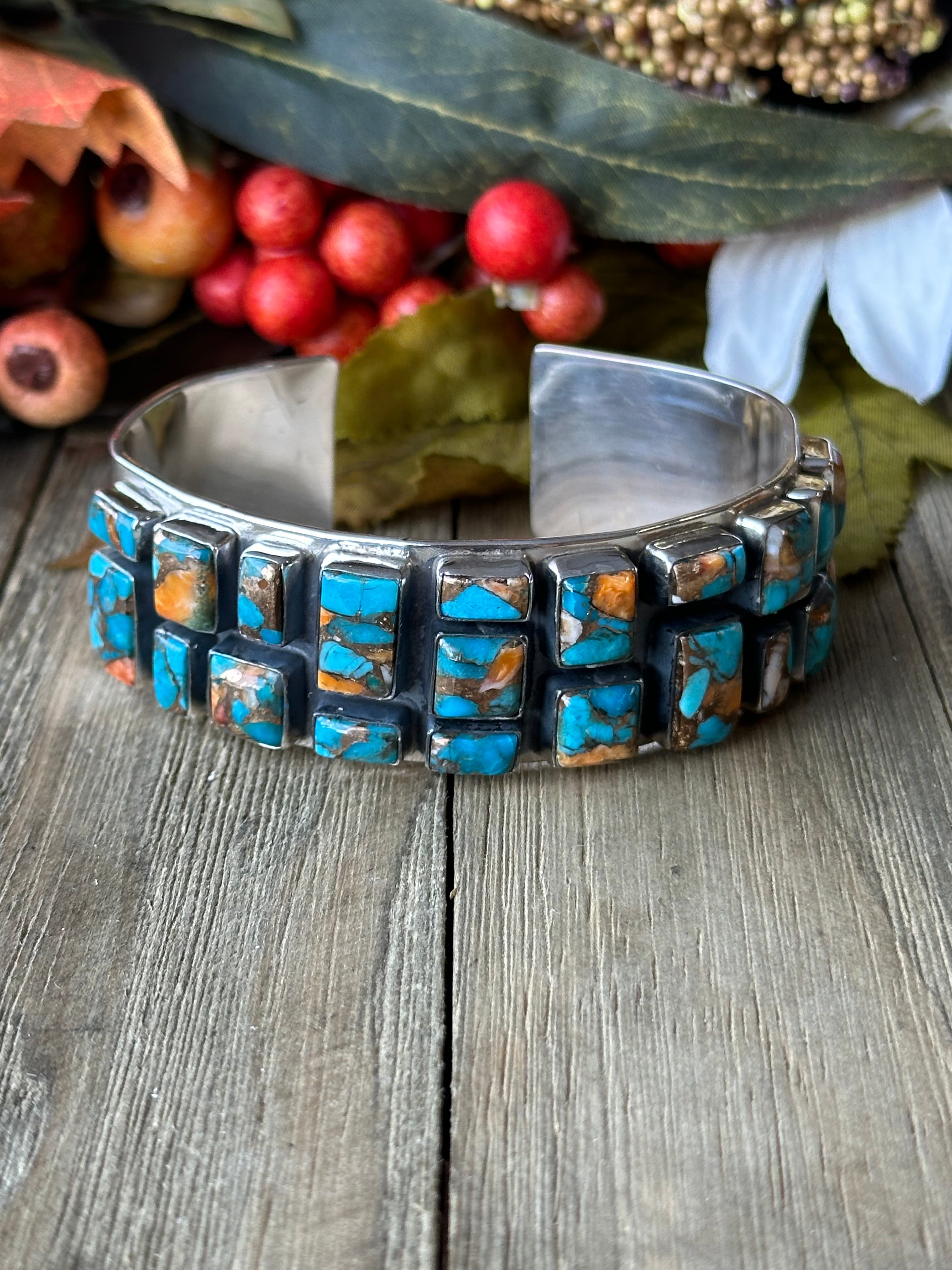 Southwest Made Mohave Turquoise & Sterling Silver Cuff Bracelet