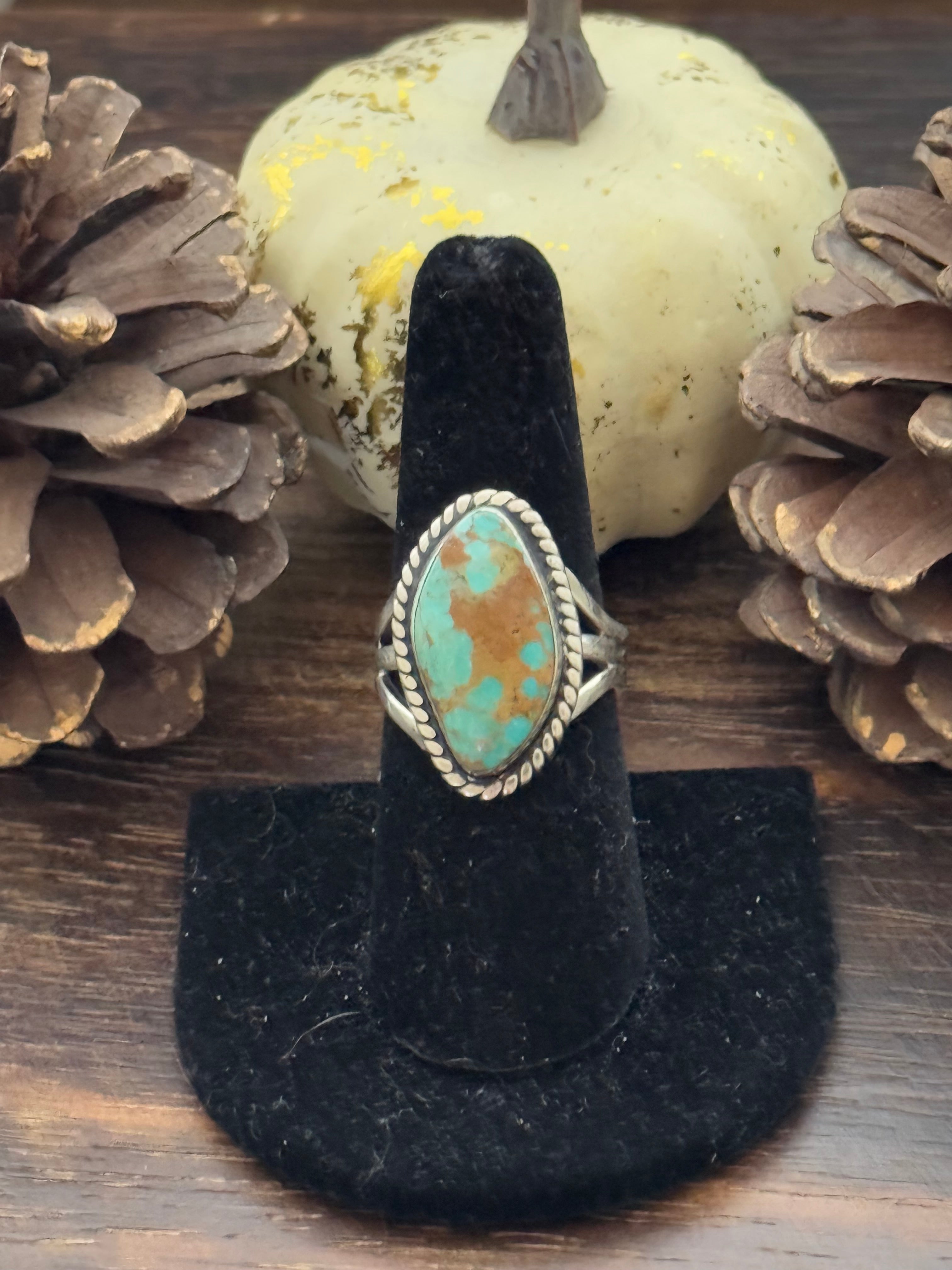 Navajo Made Royston Turquoise and Sterling Silver Ring Size 7.5