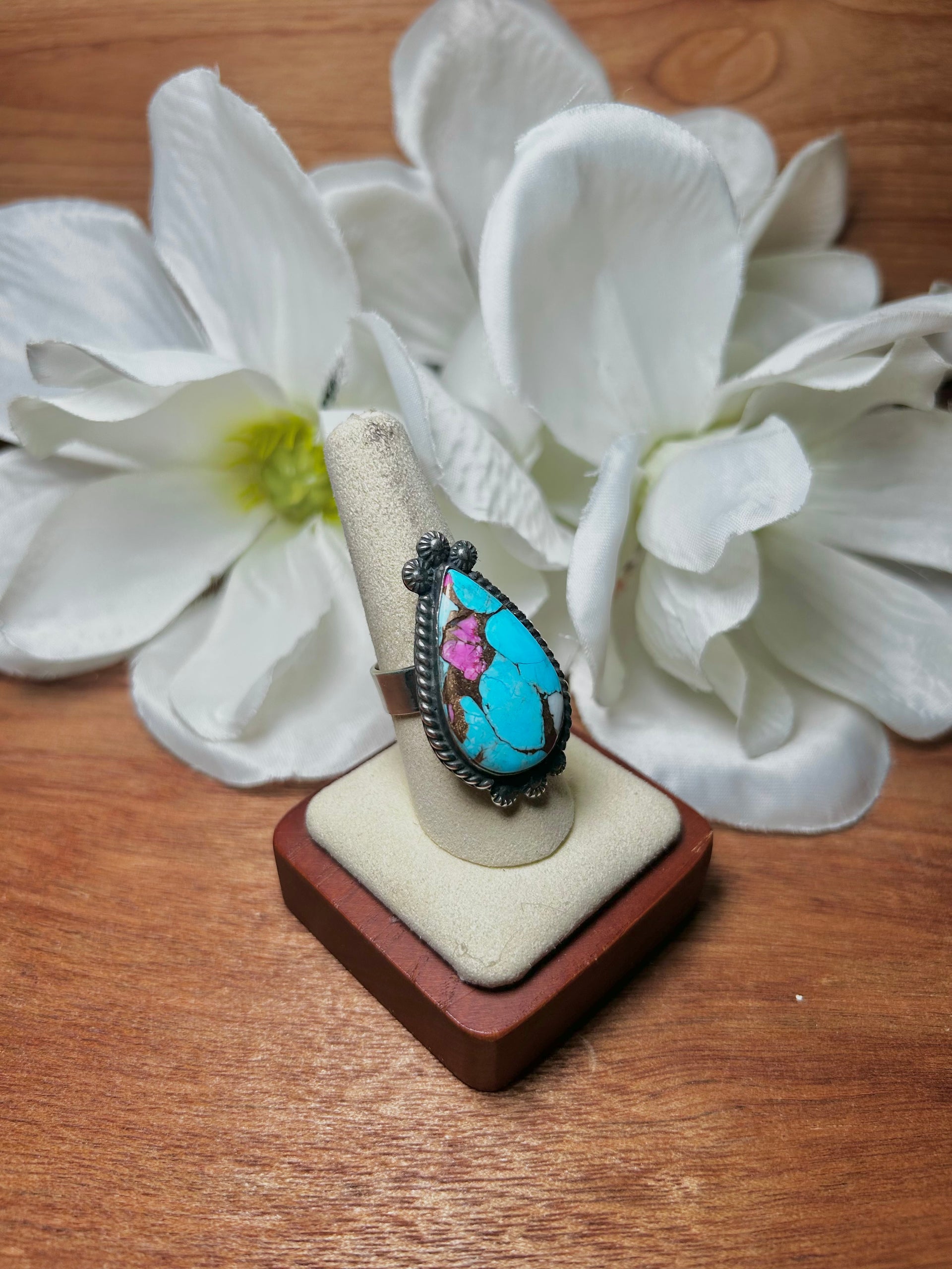 Zachariah David Cotton Candy Dahlia & Sterling Silver Adjustable Ring