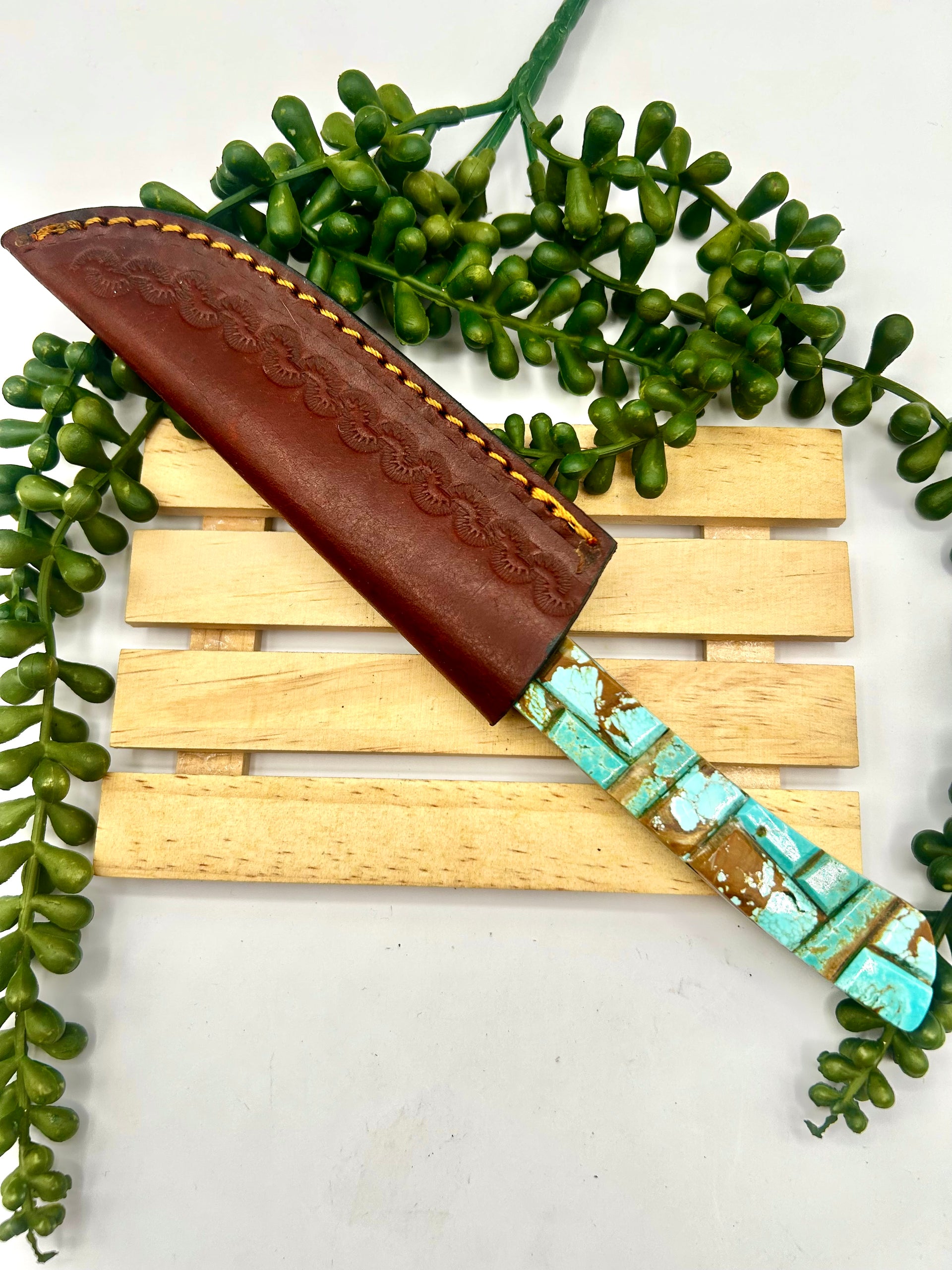 Navajo Made #8 Turquoise Inlay Stainless Steel Knife