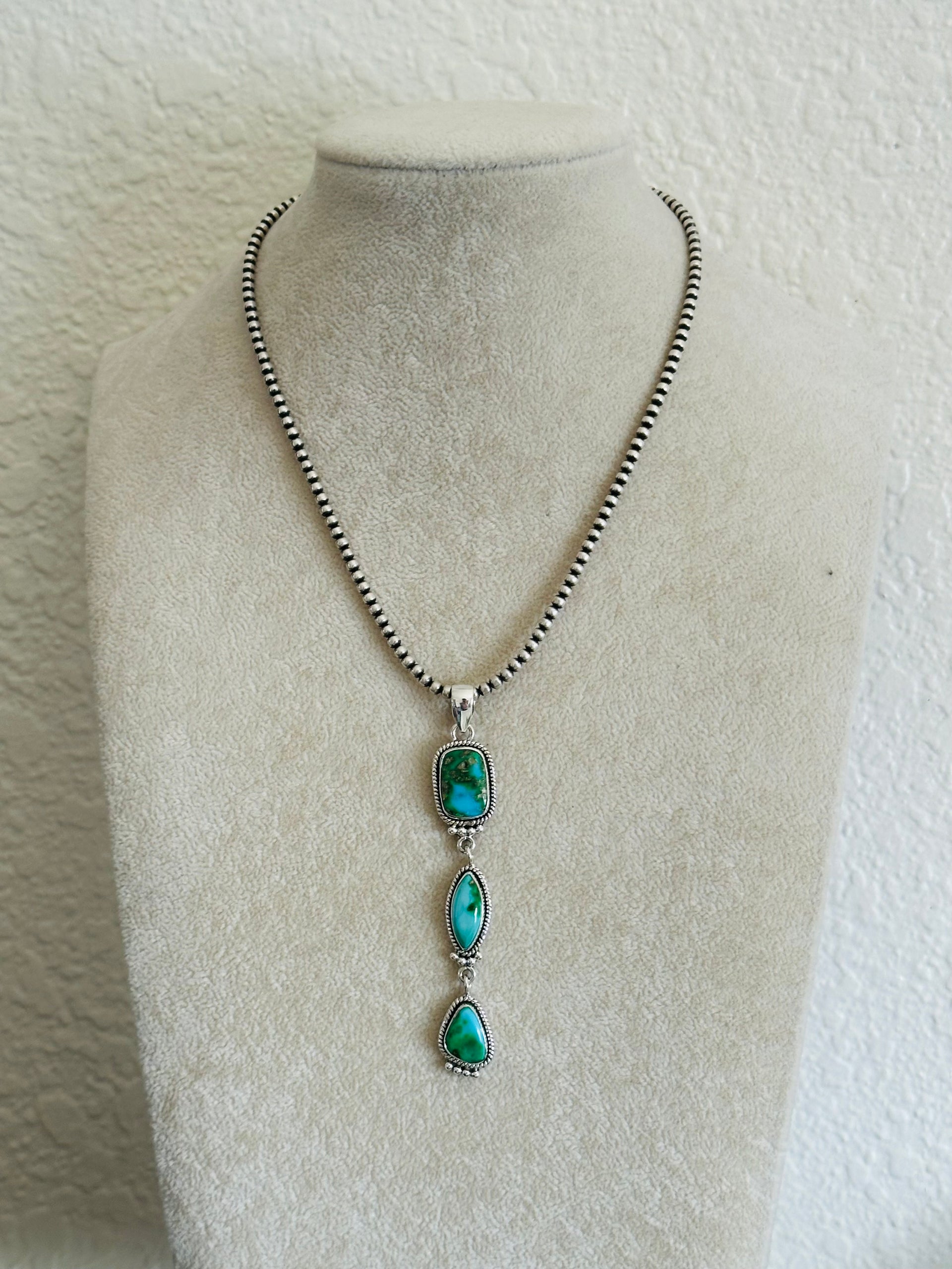 Southwest Handmade Sonoran Gold Turquoise & Sterling Silver Pendant