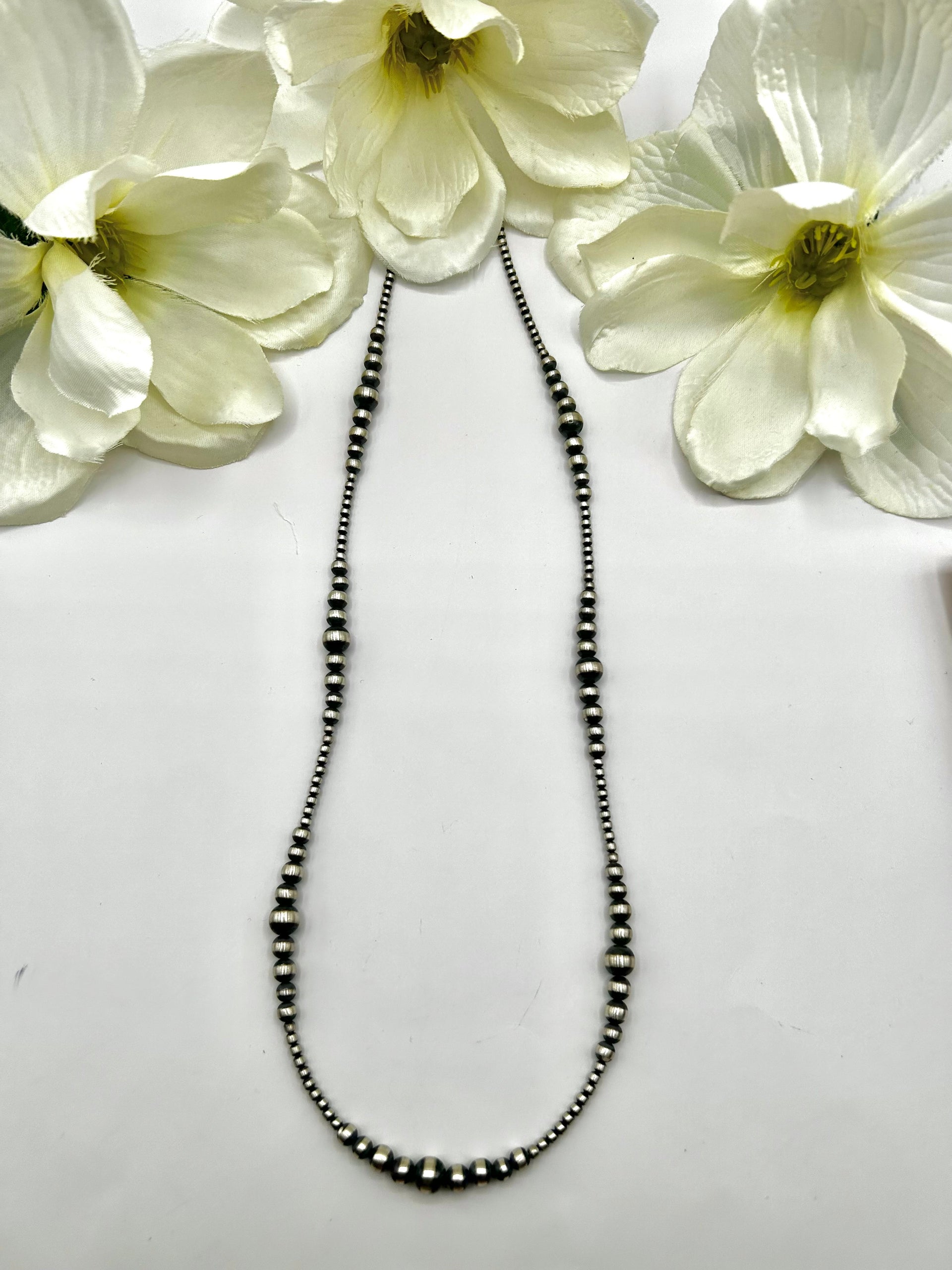 Navajo Made Strung Sterling Silver Necklace