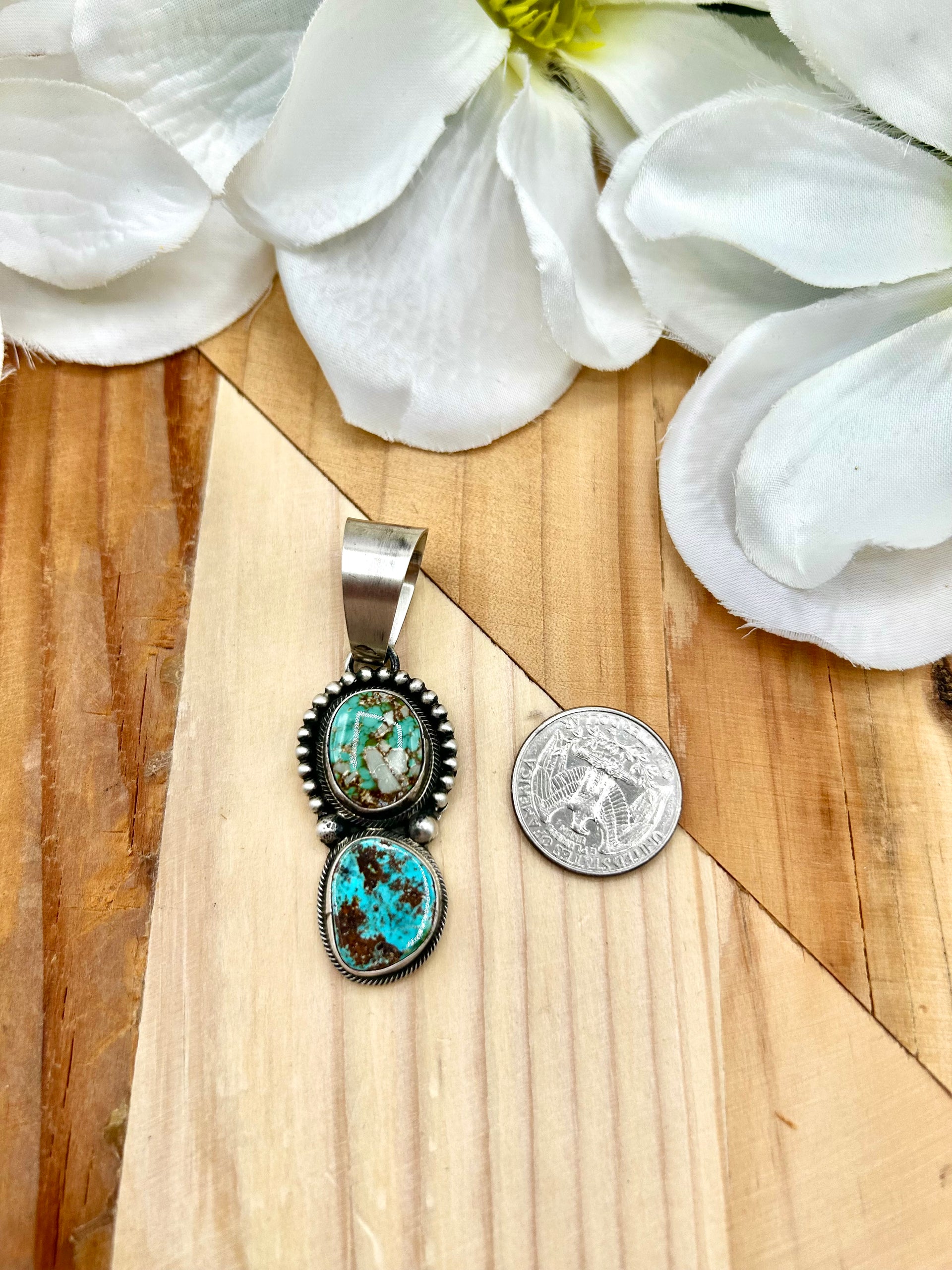 Navajo Made Royston Turquoise & Sterling Silver Pendant