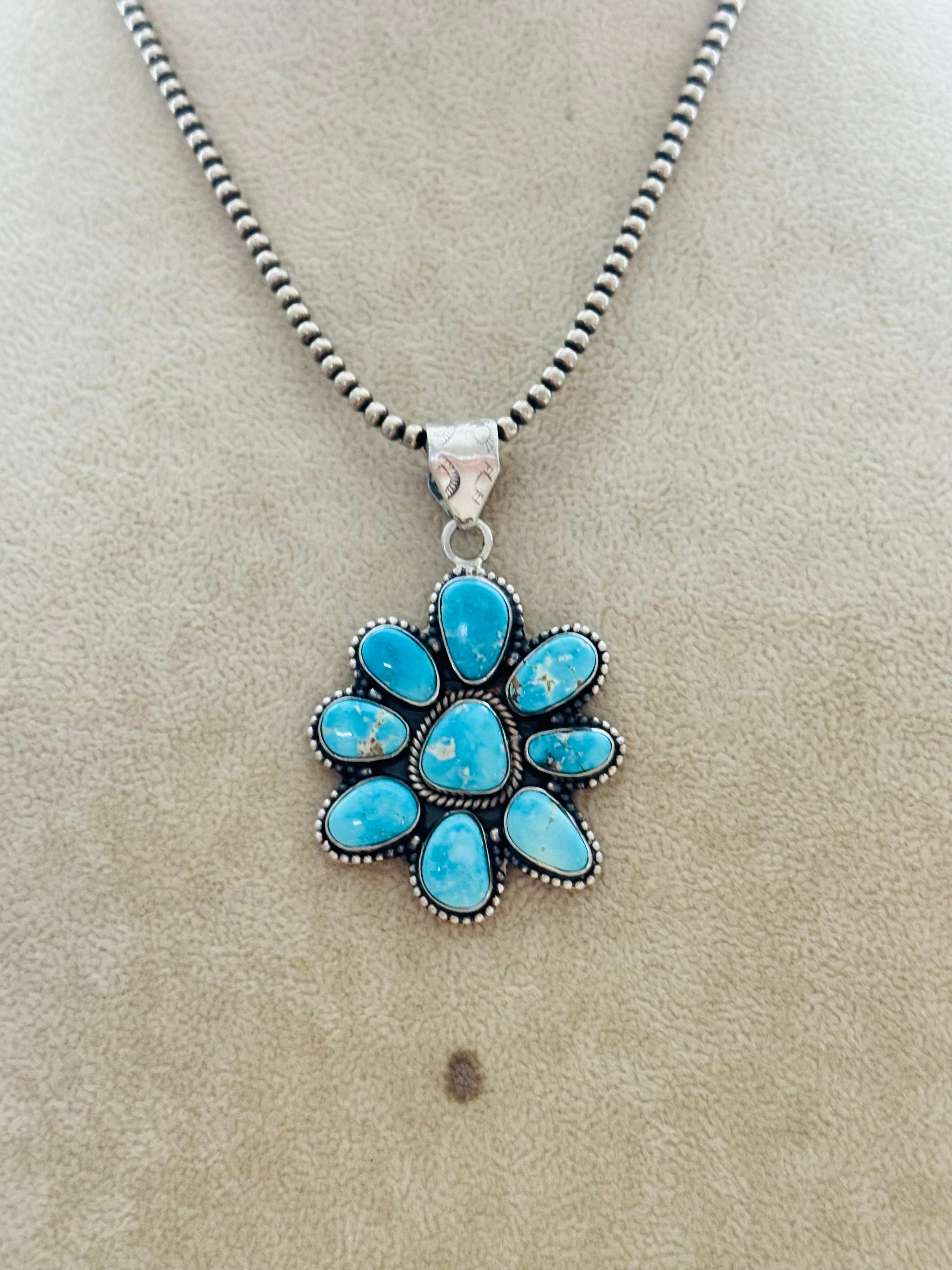 Southwest Handmade Valley Blue Turquoise & Sterling Silver Pendant