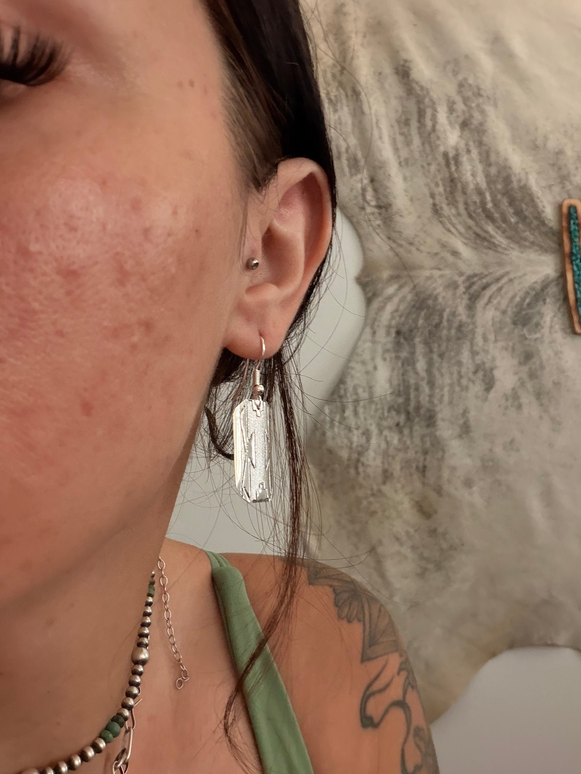 Navajo Made Sterling Silver Dangle Earrings