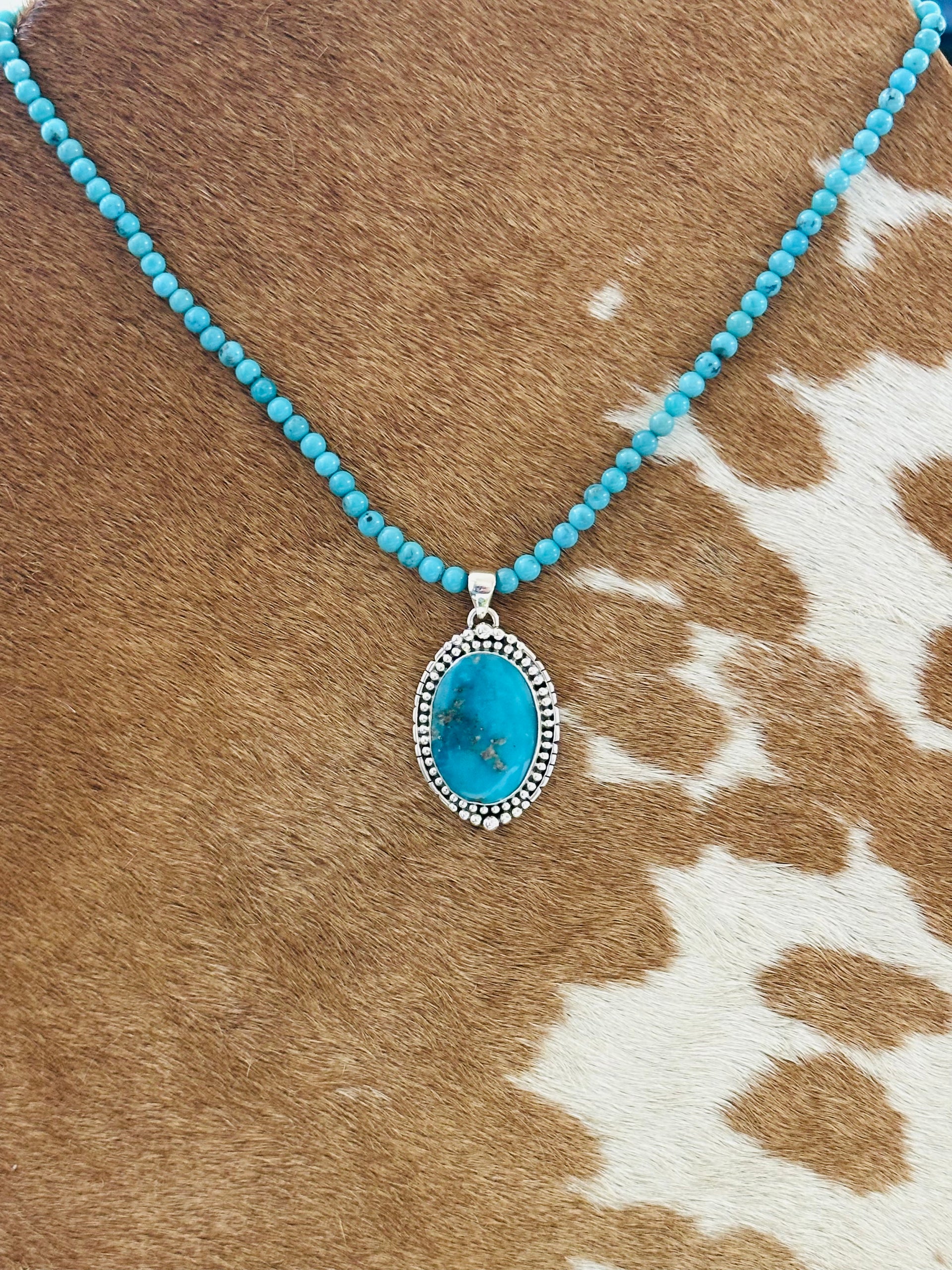 Southwest Handmade Blue Ridge Turquoise & Sterling Silver Pendant