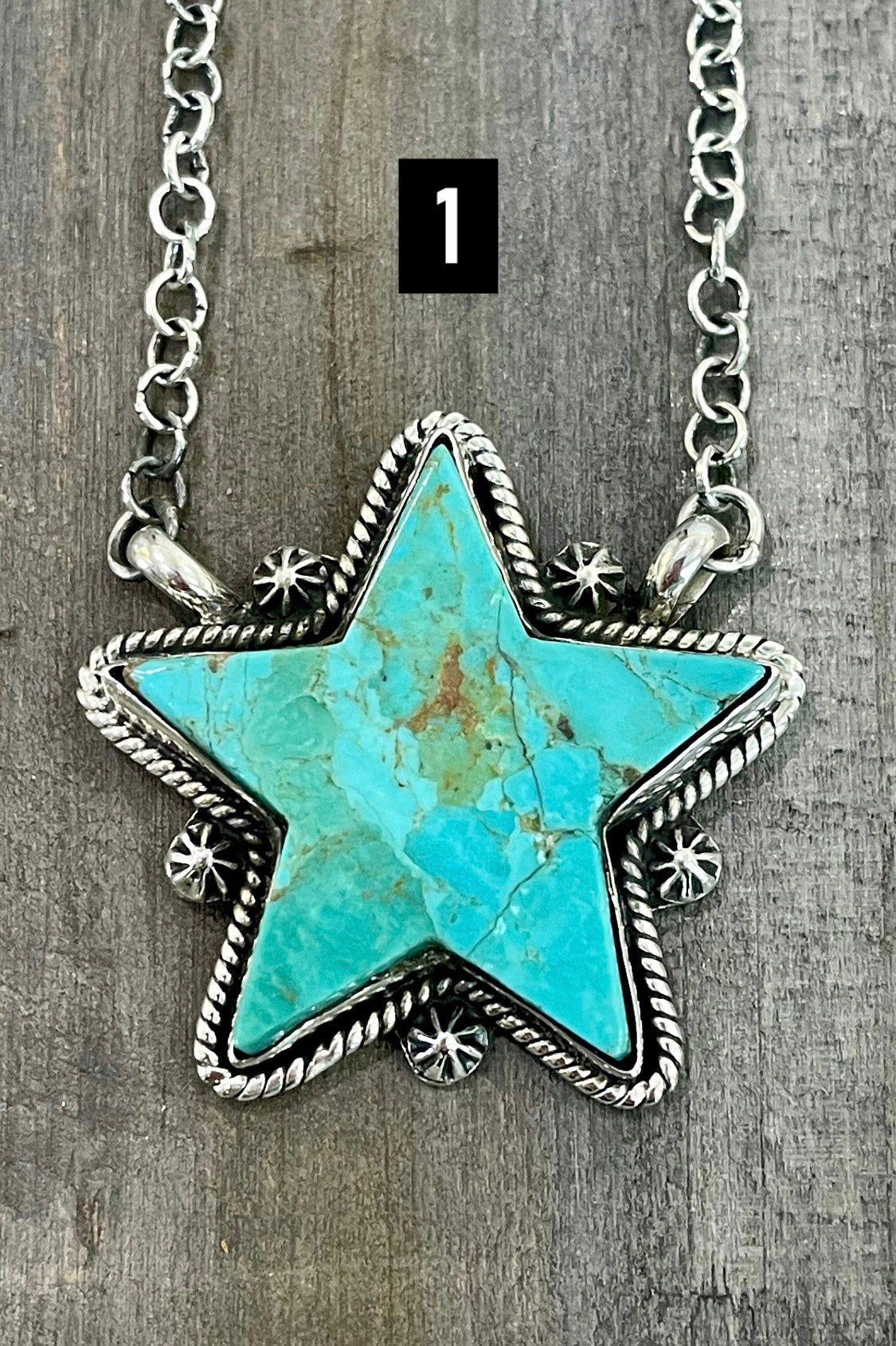 Southwest Handmade Kingman Turquoise & Sterling Silver Star Necklace