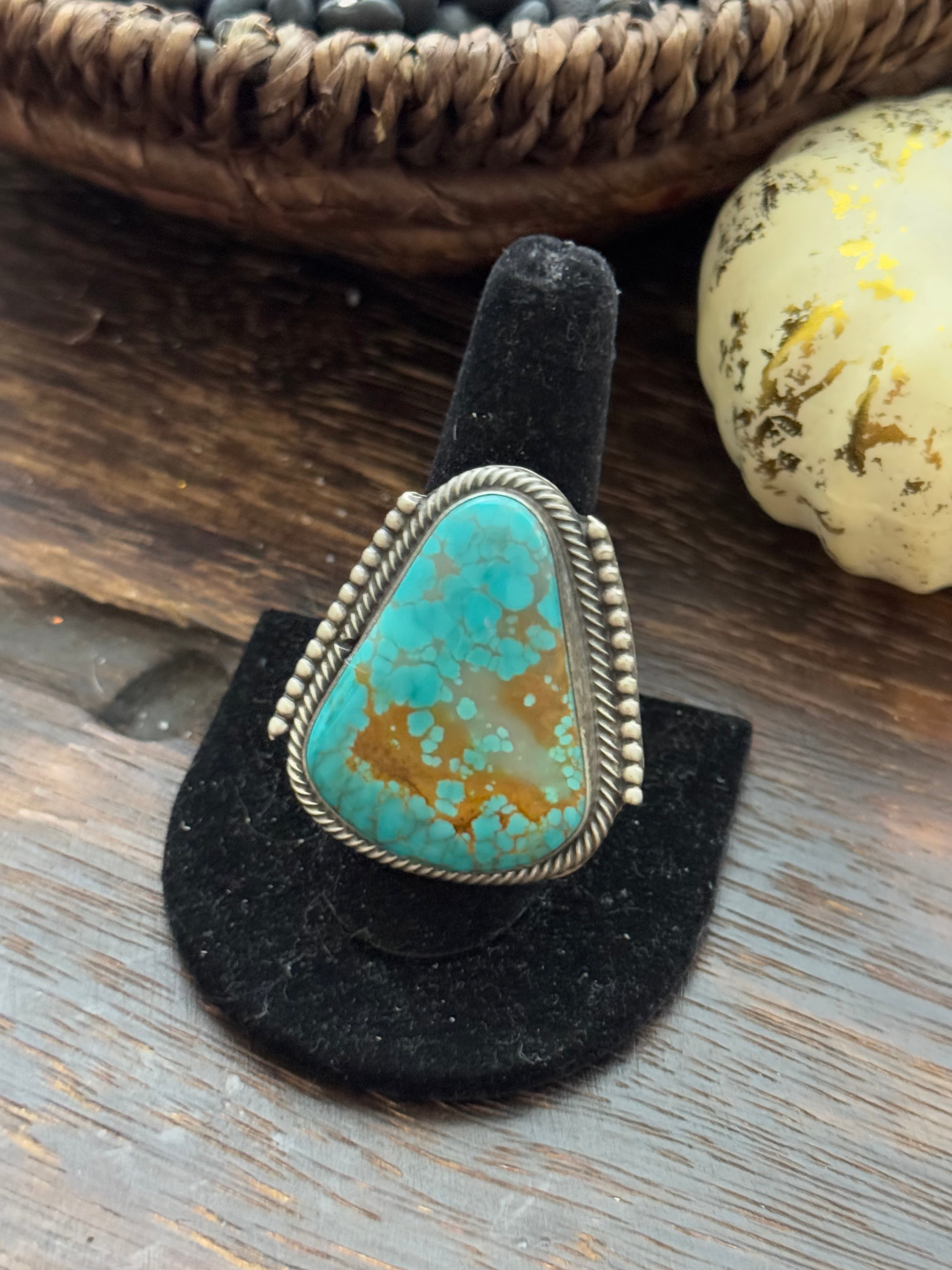 Sheila Becenti Pilot Mountain Turquoise Sterling Silver Adjustable Ring