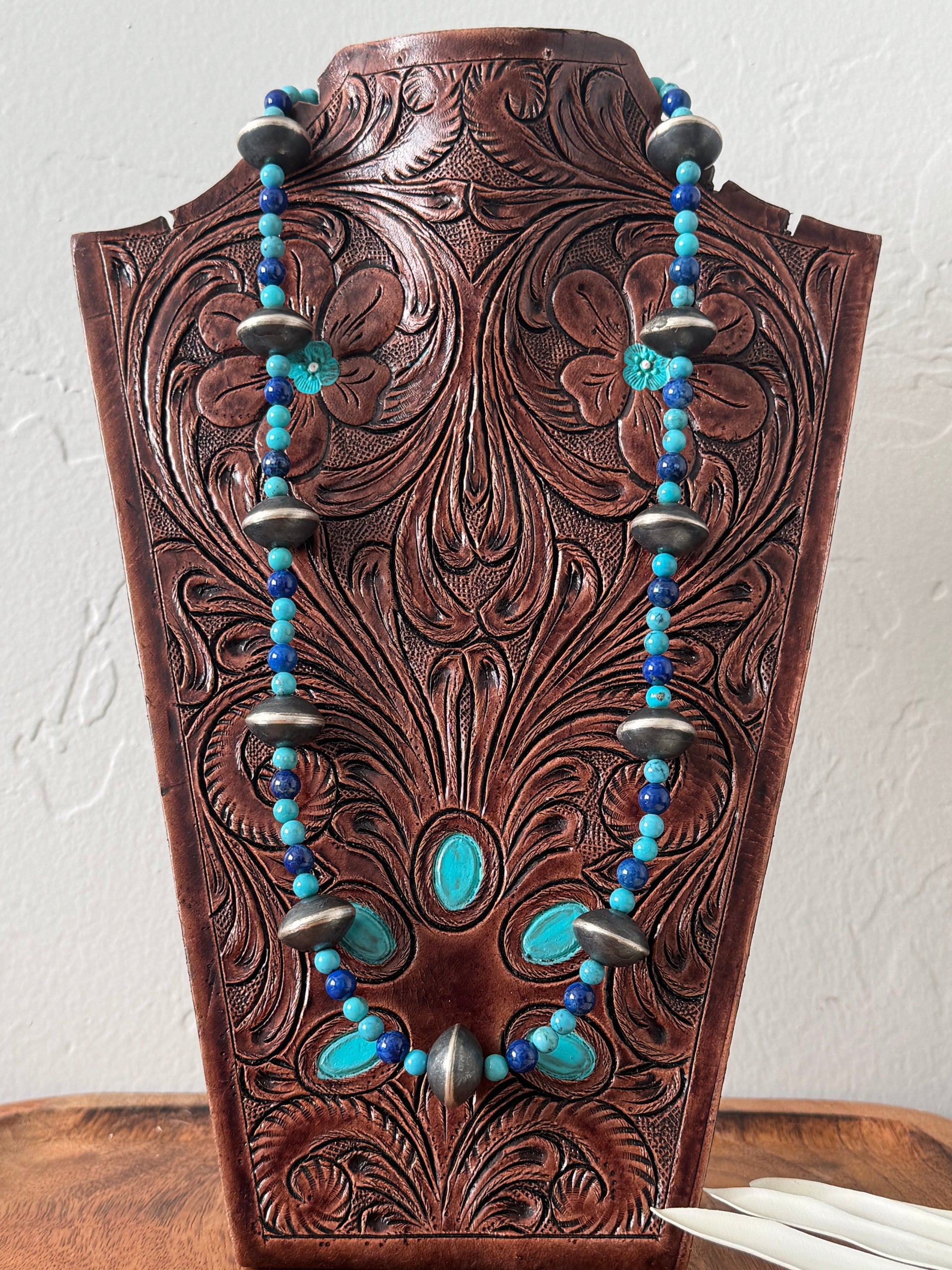 Navajo Strung Multi Stone & Sterling Silver Pearl Necklace