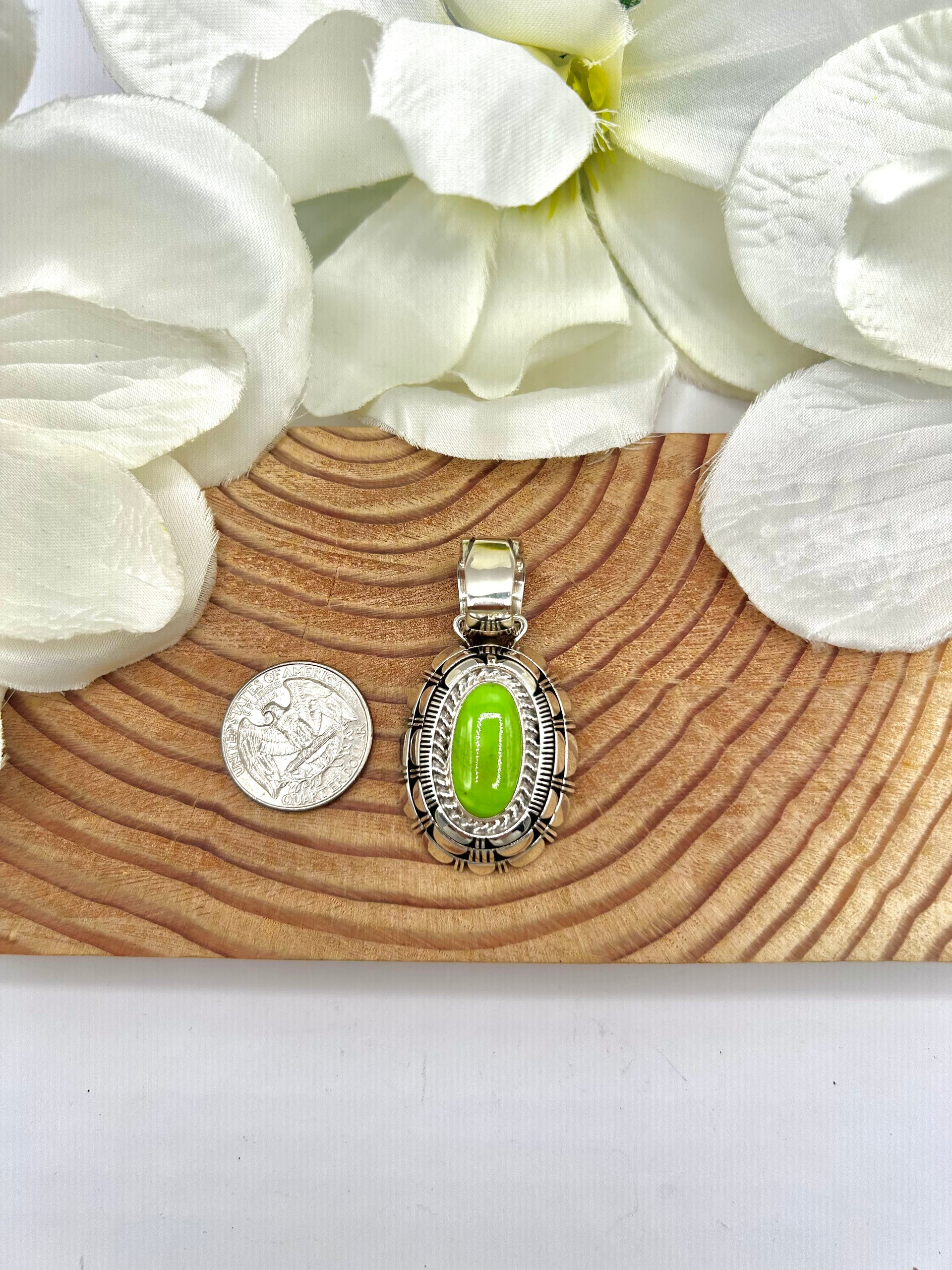 Gilbert Nelson Gaspeite & Sterling Silver Pendant