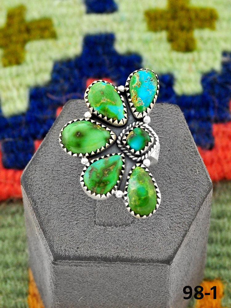 Southwest Handmade Sonoran Turquoise & Sterling Silver Adjustable Ring