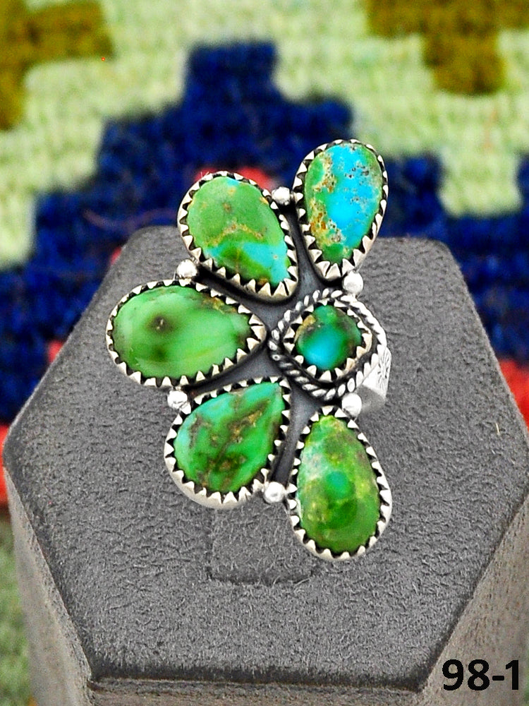 Southwest Handmade Sonoran Turquoise & Sterling Silver Adjustable Ring