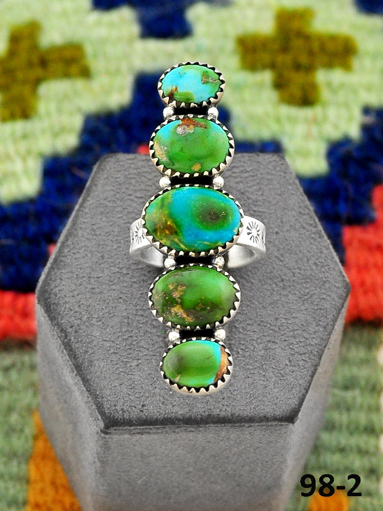 Southwest Handmade Sonoran Turquoise & Sterling Silver Adjustable Ring