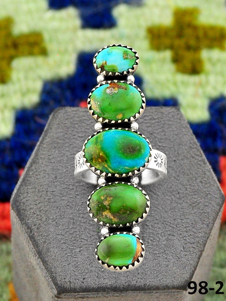 Southwest Handmade Sonoran Turquoise & Sterling Silver Adjustable Ring