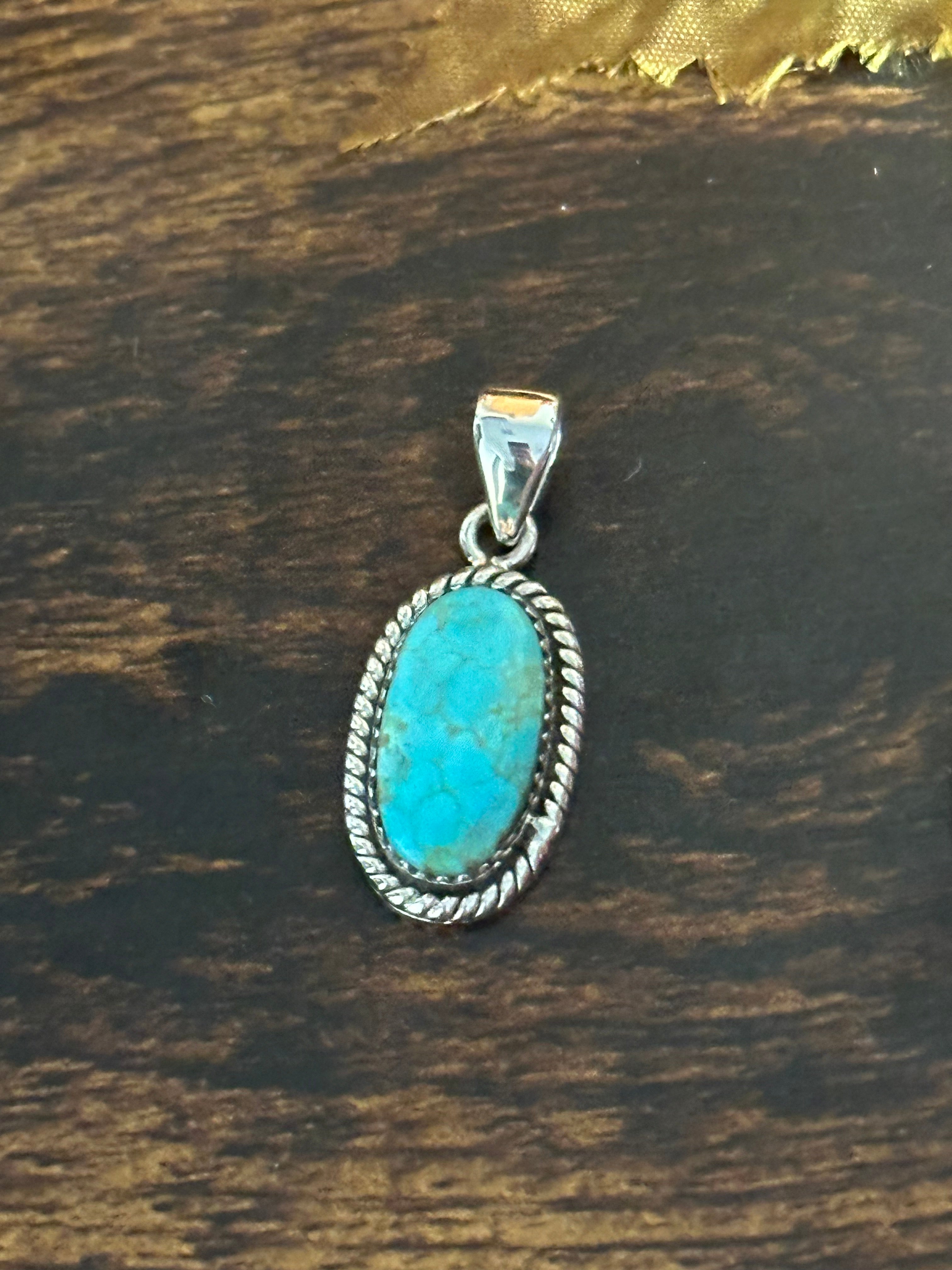 Southwest Handmade #8 Turquoise & Sterling Silver Pendant