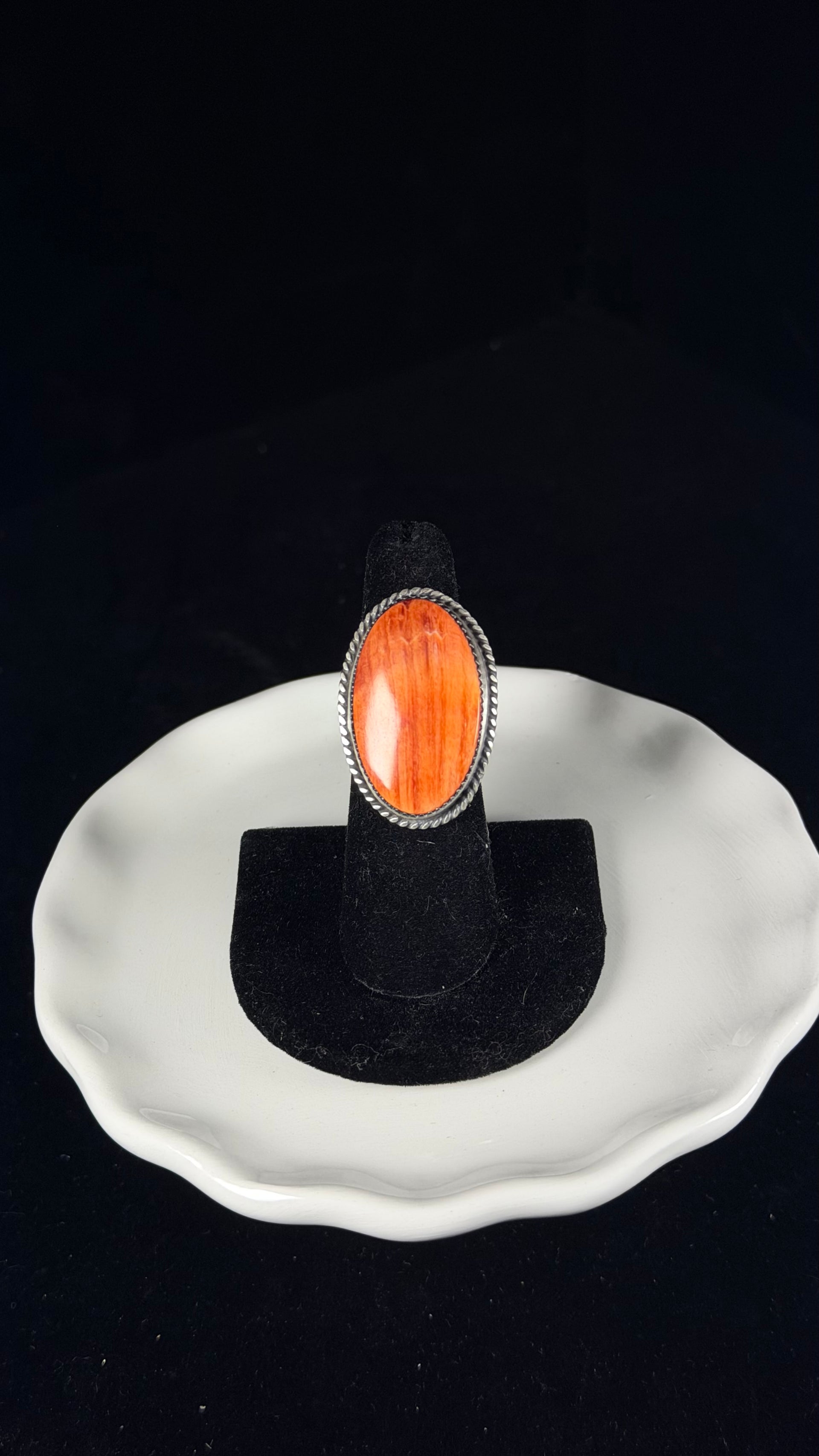 Navajo Made Spiny Oyster & Sterling Silver Adjustable Ring
