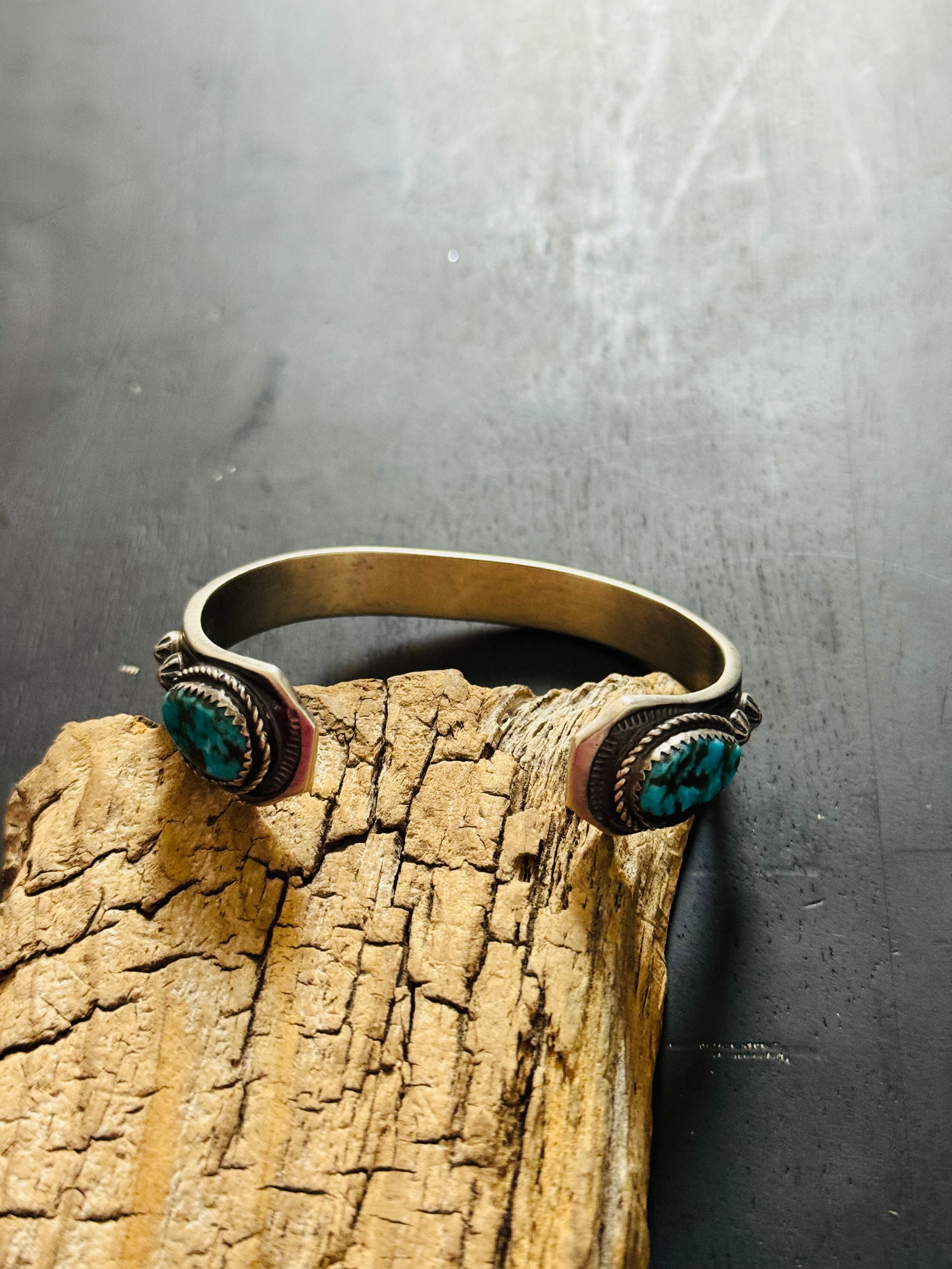 Navajo Made Kingman Turquoise & Sterling Silver Cuff Bracelet