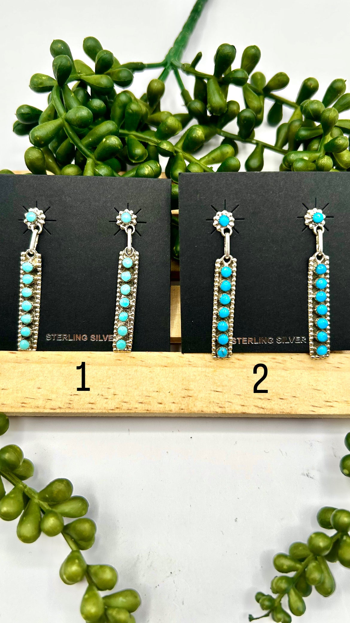 Navajo Made Kingman Turquoise & Sterling Silver Post Earrings